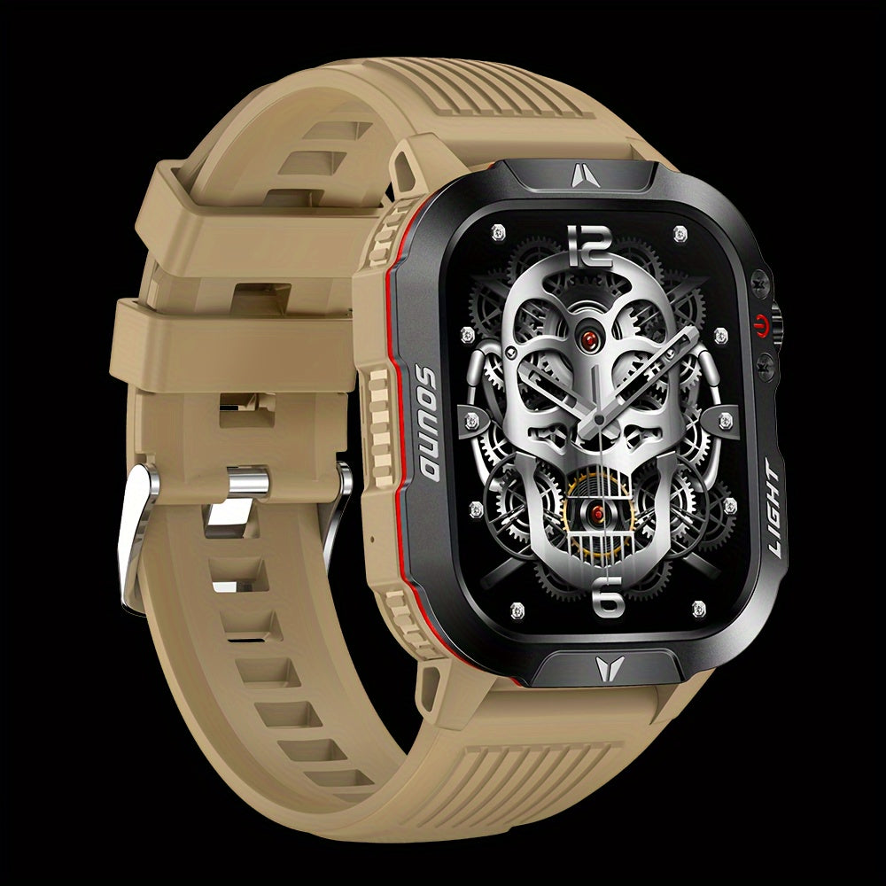 QTLJJBY Men's Smartwatch - 2.02" HD Display, Call & Text Functionality, Camo Design With Altimeter, Barometer, LED Flashlight, Sleep Tracker And 600mAh Battery - Perfect For Fitness & Outdoor Adventures