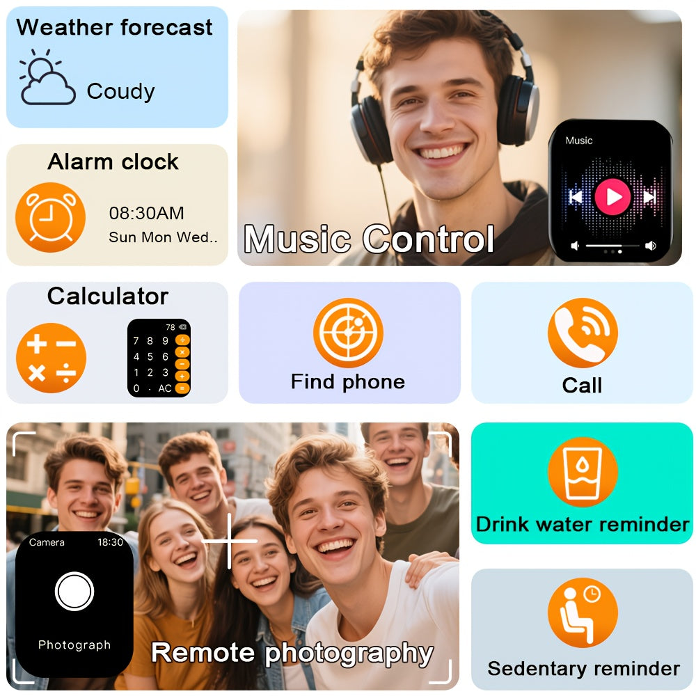 Montre Connectée 2025 Homme & Femme – Dernier Modèle avec Fonctions Multiples : Mode Sport, Alertes Messages, Notifications d’Appels, Réveil, Batterie Rechargeable USB