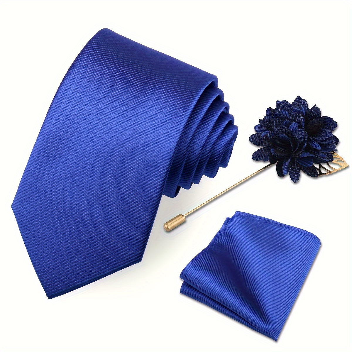 Lot de 3 Accessoires Homme – Cravate, Pochette & Broche Classiques