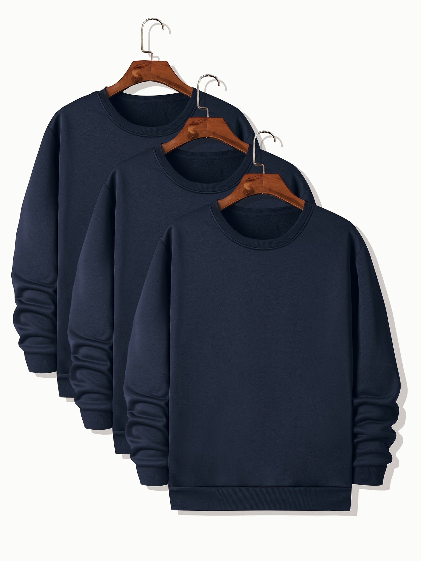3pcs Sweatshirts Homme Grande Taille – Col Rond, Manches Longues, Printemps/Automne/Hiver