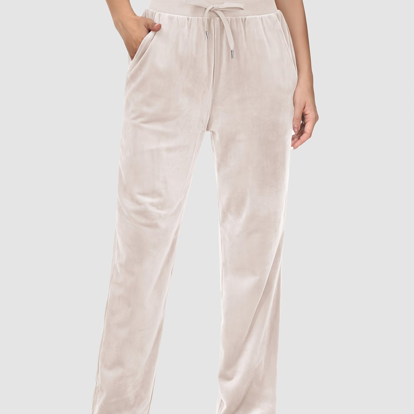 Pantalon Femme en Velours Doux avec Poches – Style Décontracté et Confortable