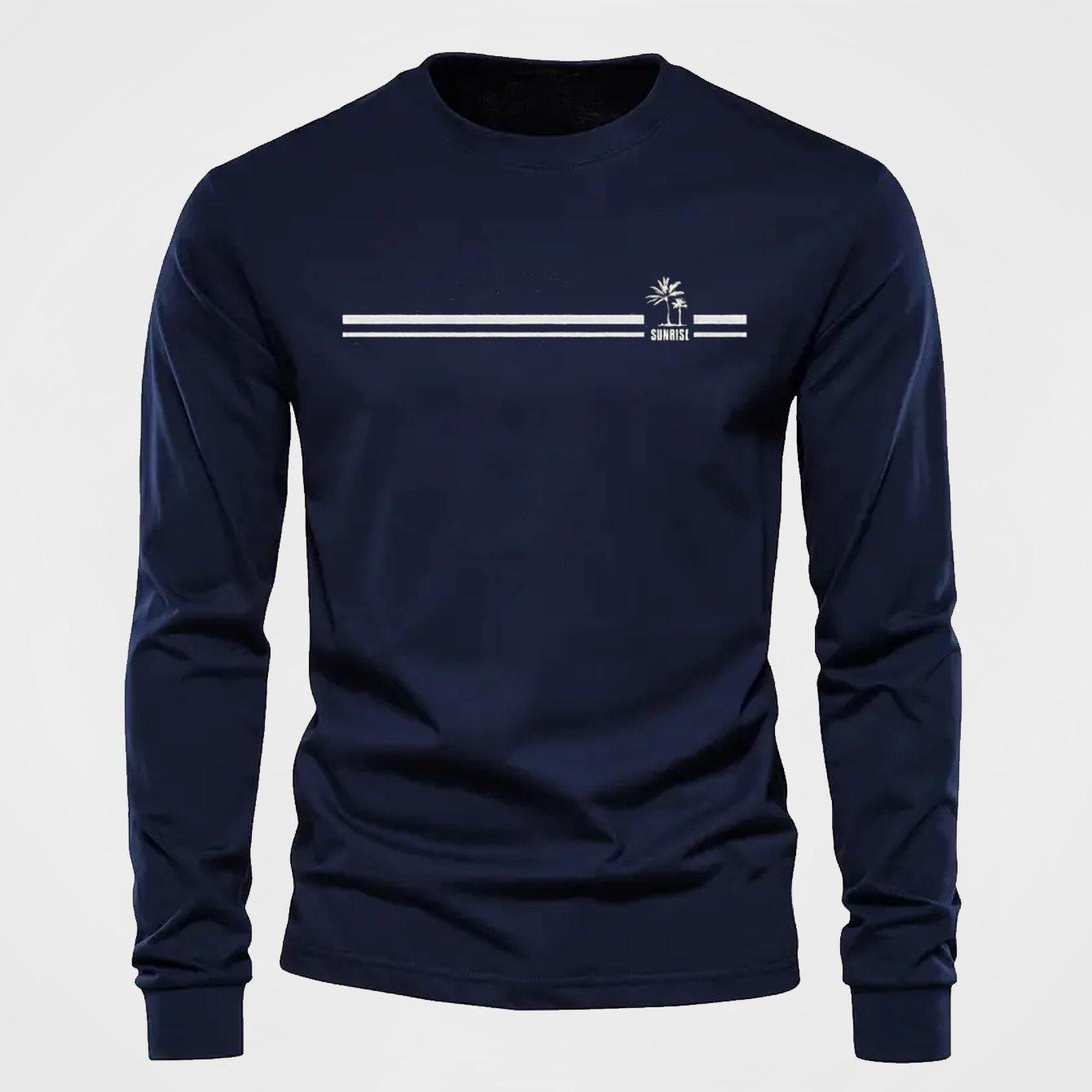 Men' Coconut Tree Cartoon Print T-Shirt - Casual Long Sleeve Winter Warmth, -Fit Solid Color with Palm Tree & Coconut, Machine Washable Round Neck Shirt for Autumn/Winter Layering ( Casual Wear)