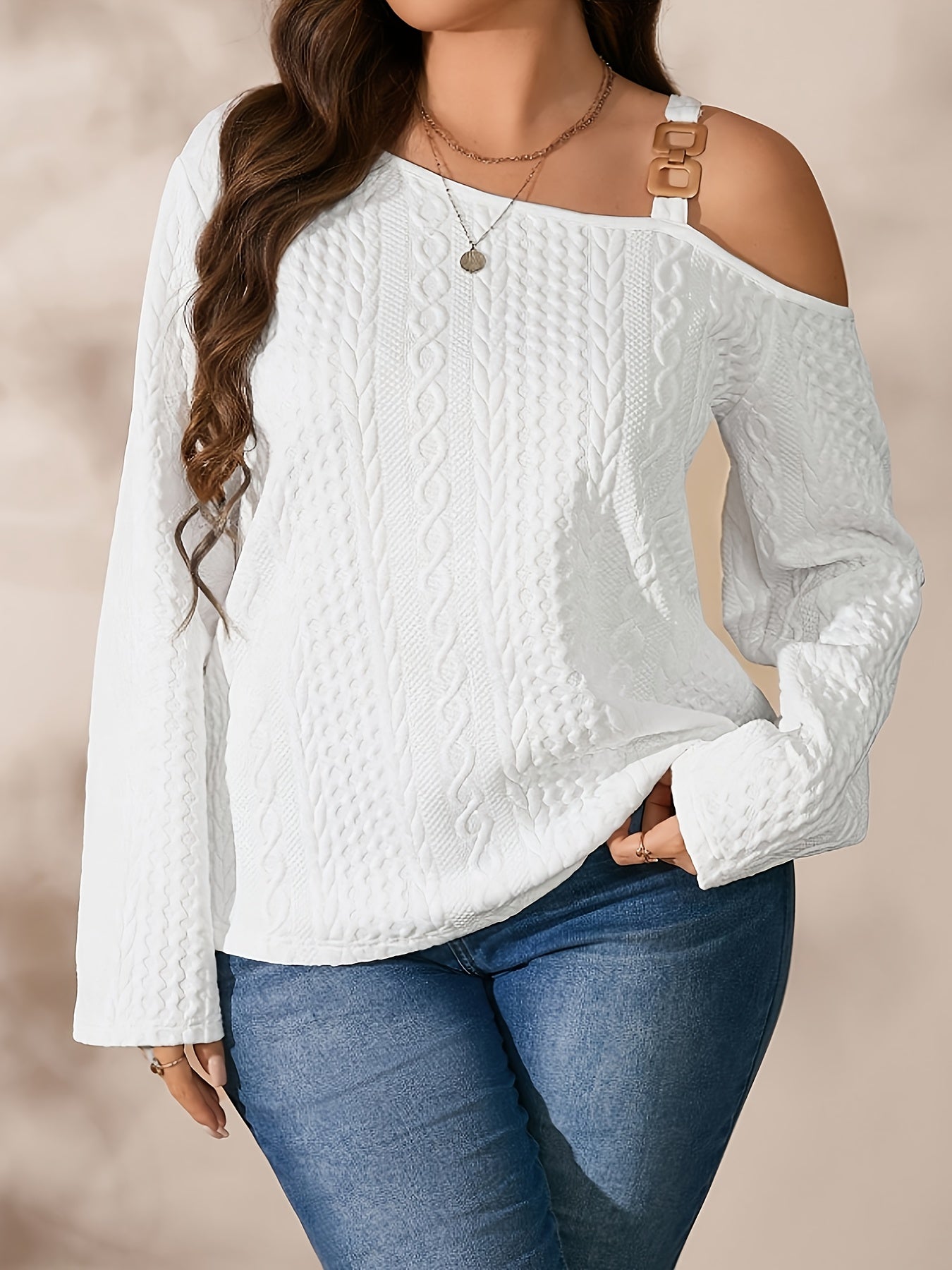 Tunique femme grande taille élégante, oversize, une épaule, manches longues, col rond, ourlet asymétrique, hiver, polyvalente casual et formelle