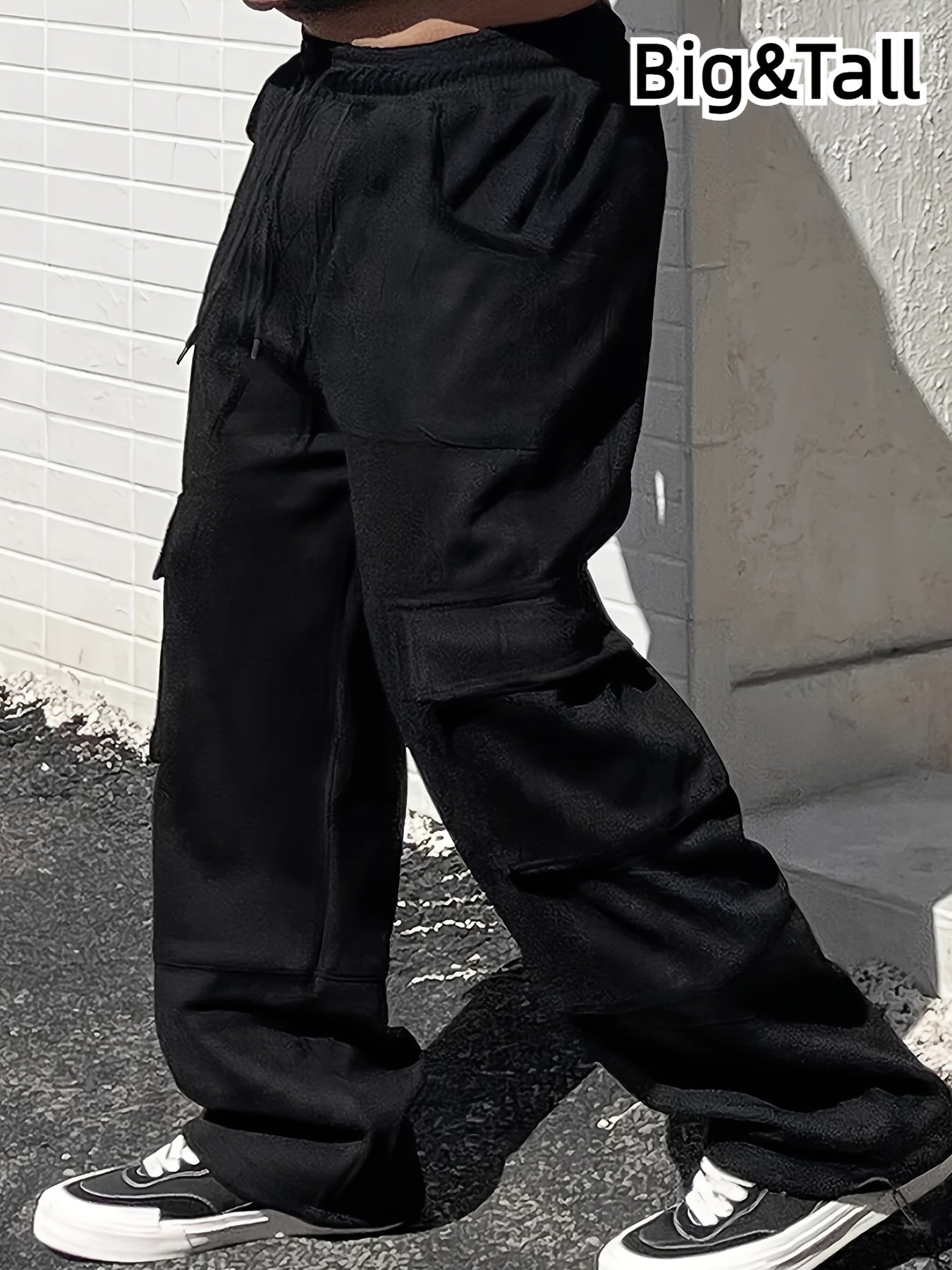 Pantalon cargo robuste pour homme – multi-poches utilitaires, taille à cordon ajustable, coupe ample, idéal travail, extérieur et usage quotidien, toutes saisons (automne/hiver), grande taille