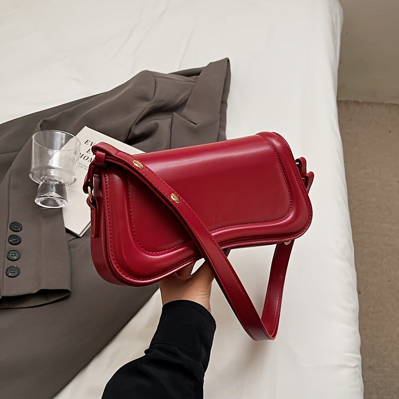 Nouveau sac bandoulière ajustable pour femmes 2025, inspiré du style vintage – petit sac carré haut de gamme à fermeture à pression, rouge et noir, polyvalent pour les occasions décontractées et formelles, style japonais moderne avec finition lisse