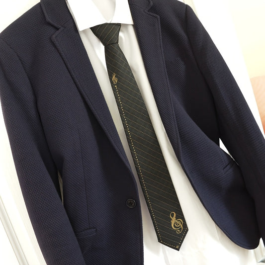 Cravate Homme Skinny Symbole Musical – Jacquard Brodé, Coffret Cadeau