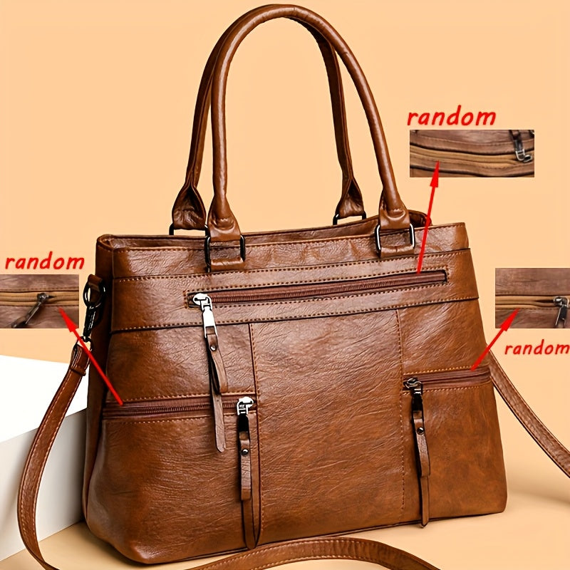 Sac professionnel pour femmes – convertible bandoulière/sac à main, fermeture zippée, intérieur spacieux, bandoulière amovible, idéal pour travail, voyage et usage quotidien, disponible en brun café/noir