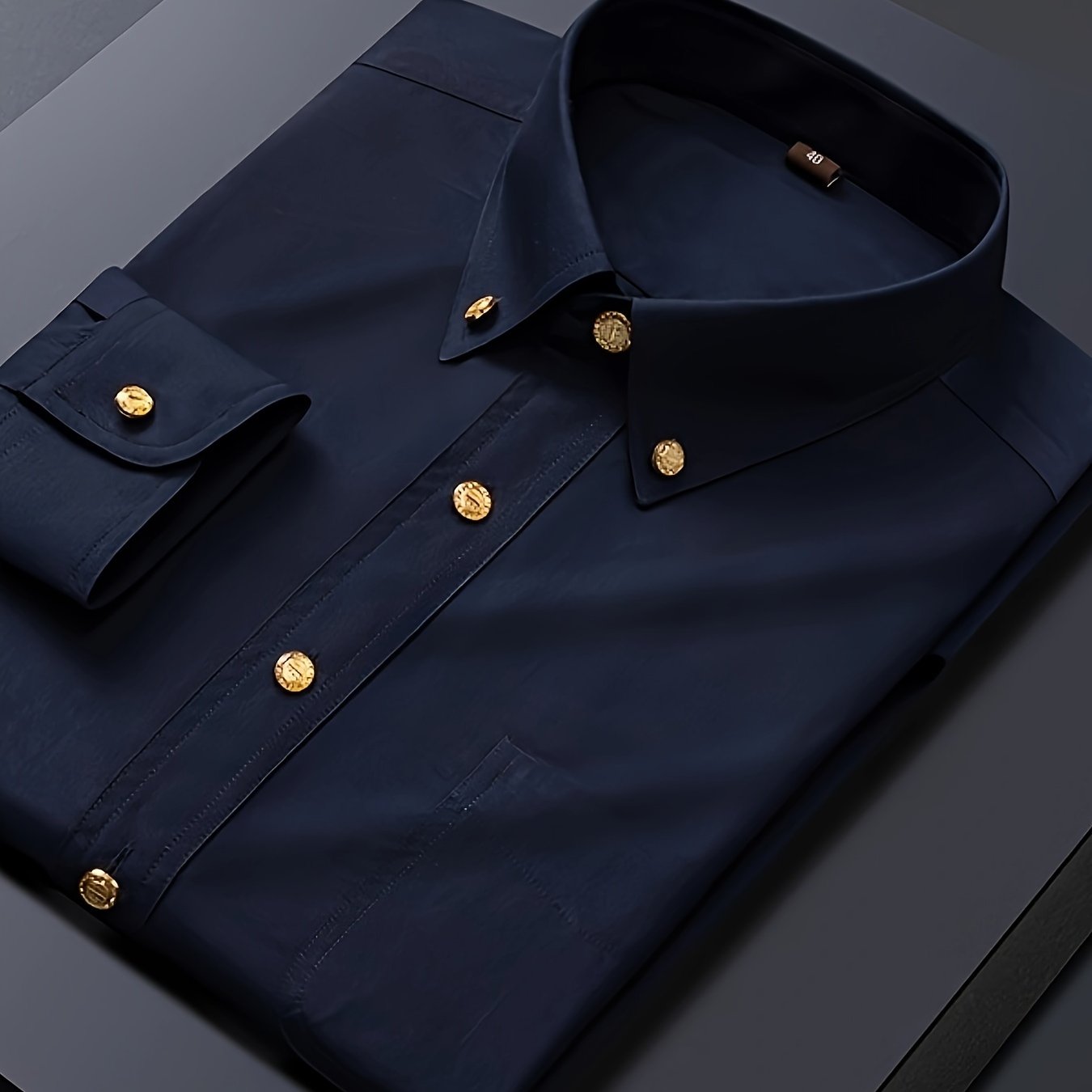 Men'S Solid Color Long-Sleeve Business Casual Shirt