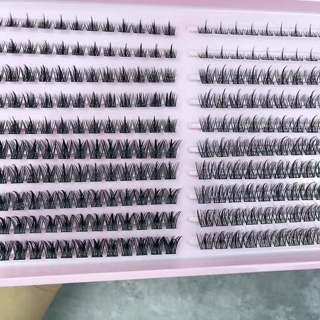 Kit de 240 Cils en Touffes Effet Naturel – Longueurs 8-16mm, Courbure D, Hypoallergénique, Extensions DIY pour un Regard Fluffy et Volumineux