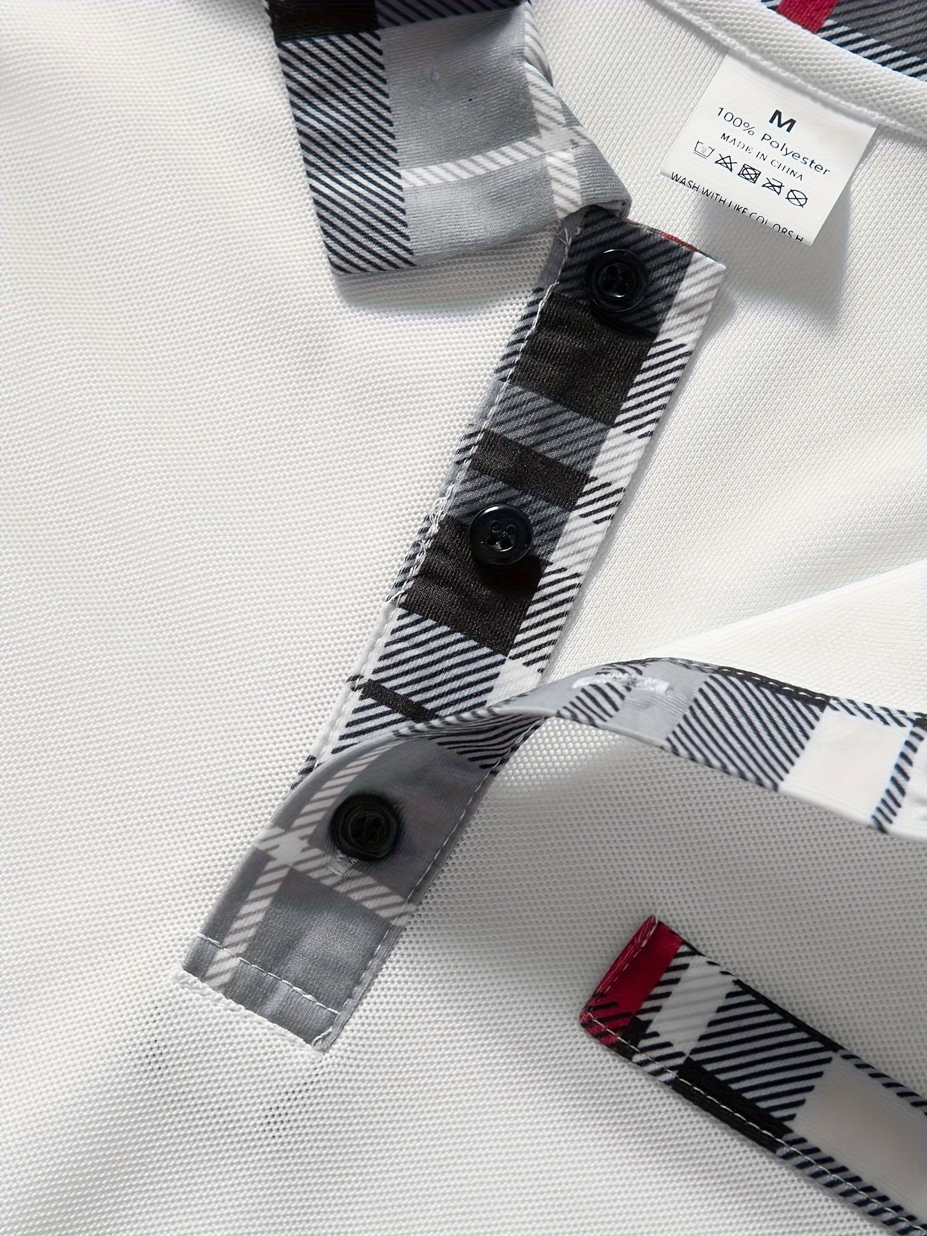 Men's Casual Plaid Long Sleeve Shirt with Chest Patch - Polyester, Button-Up Collar for Spring/Fall