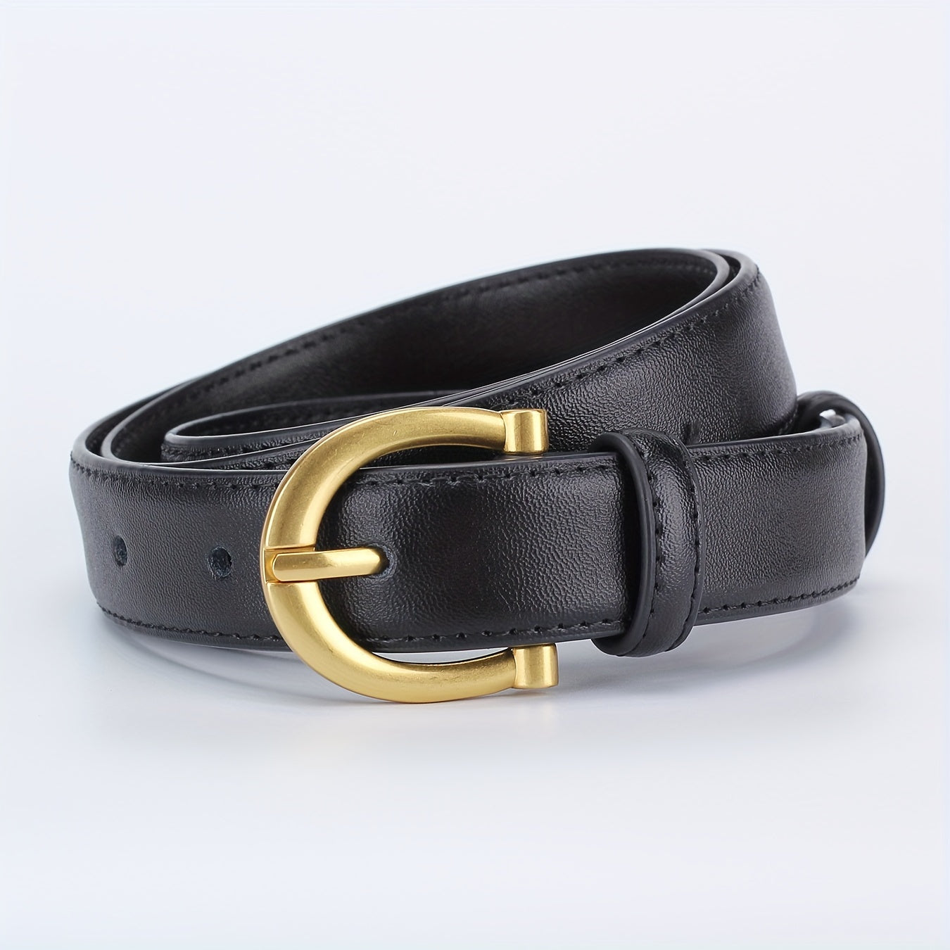 Ceinture à deux couches en cuir véritable pour femmes – Douce, résistante aux fissures, polyvalente pour jeans et robes, livrée dans un coffret cadeau élégant (taille unique : tour de taille 70,1 cm à 93,98 cm)
