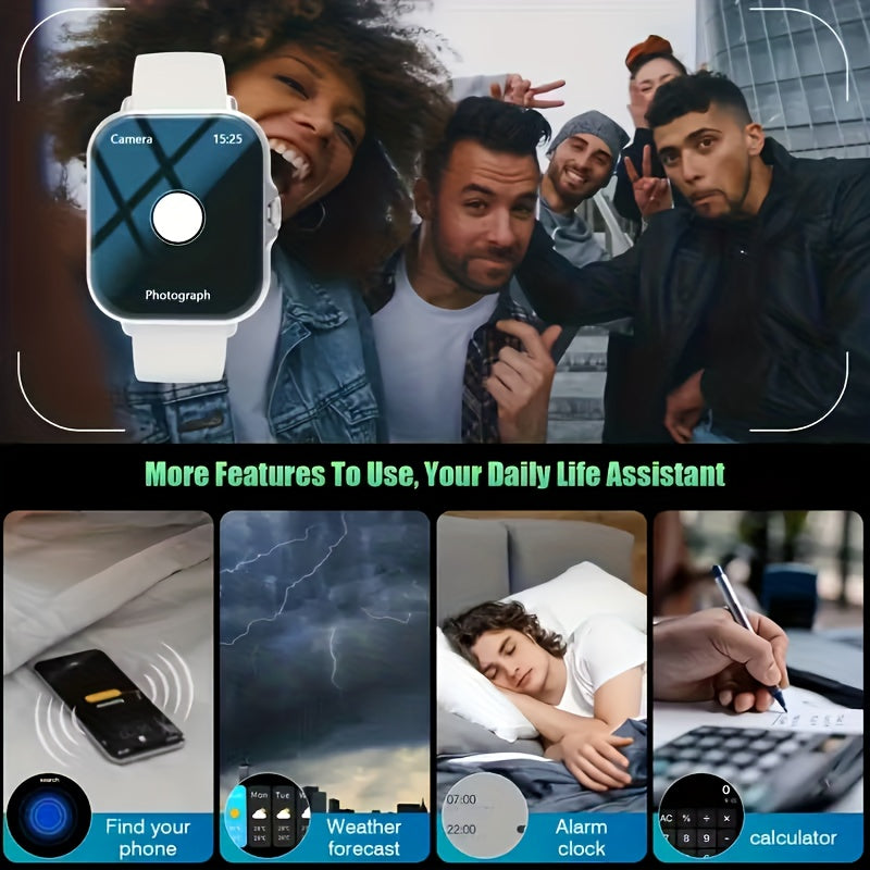 Montre Connectée 1,84” HD – Notifications Appels et Messages, Modes Sport, Calculatrice, Tracker Fitness, Compatible iPhone & Android, Cadeau Parfait