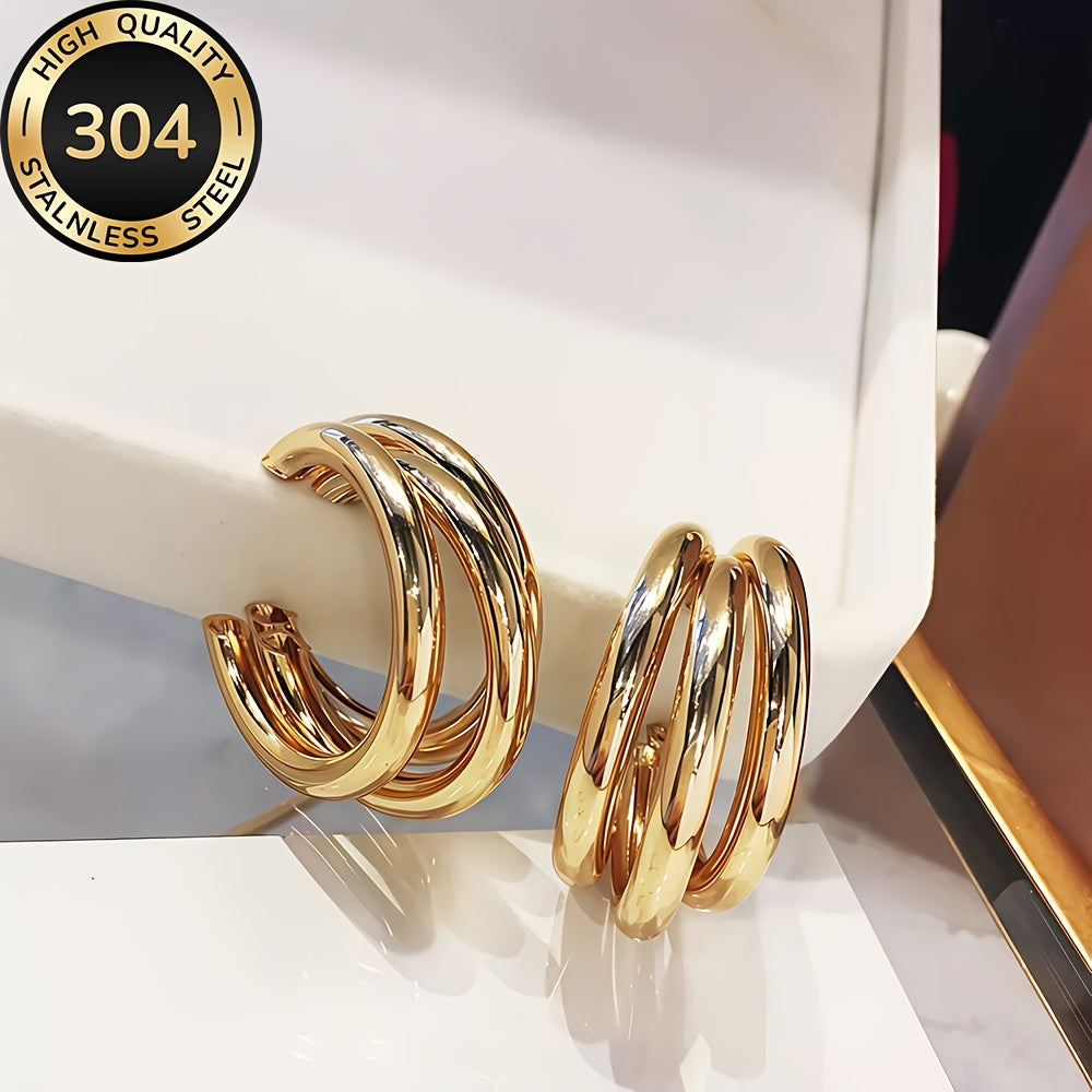 Boucles d’Oreilles Créoles Femme – Acier Inoxydable Hypoallergénique, Plaqué Or 18K, Anti-Décoloration, Confortables et Polyvalentes, Élégantes et Simples, Bijoux de Qualité pour Quotidien ou Soirées