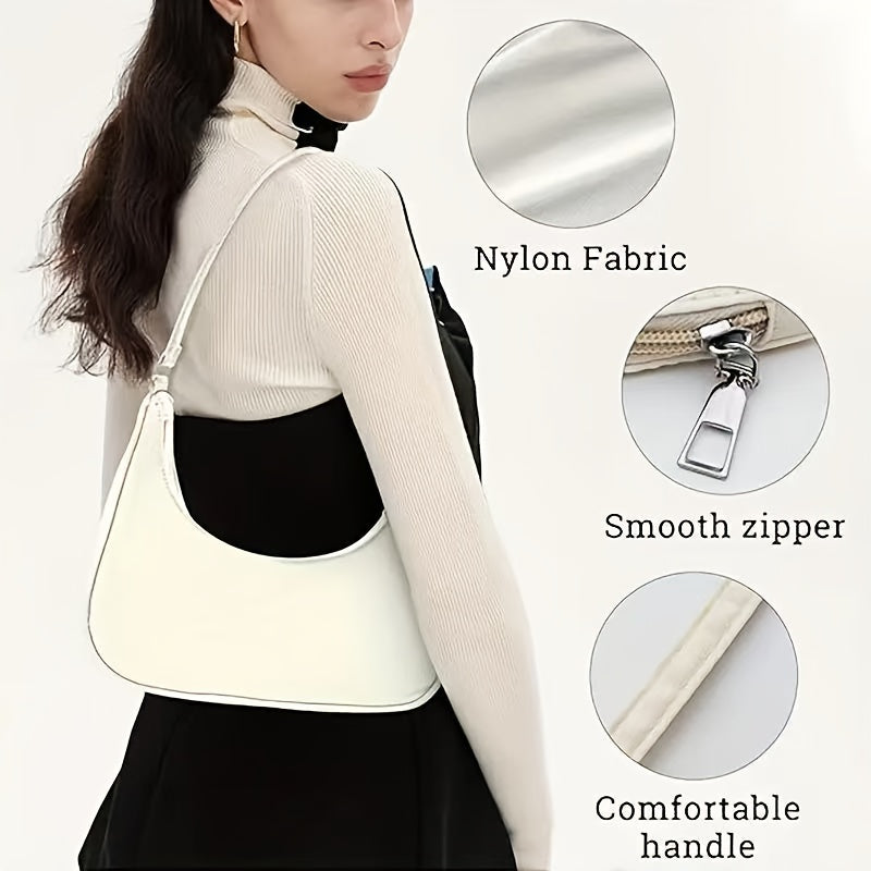 Sac à Main – Forme Ravioli, Bandoulière Ajustable, Fermeture Éclair, Nylon Léger, Design Minimaliste, Idéal Pour Occasions Décontractées et Formelles, Accessoire Quotidien, Tote Moderne et Stylé