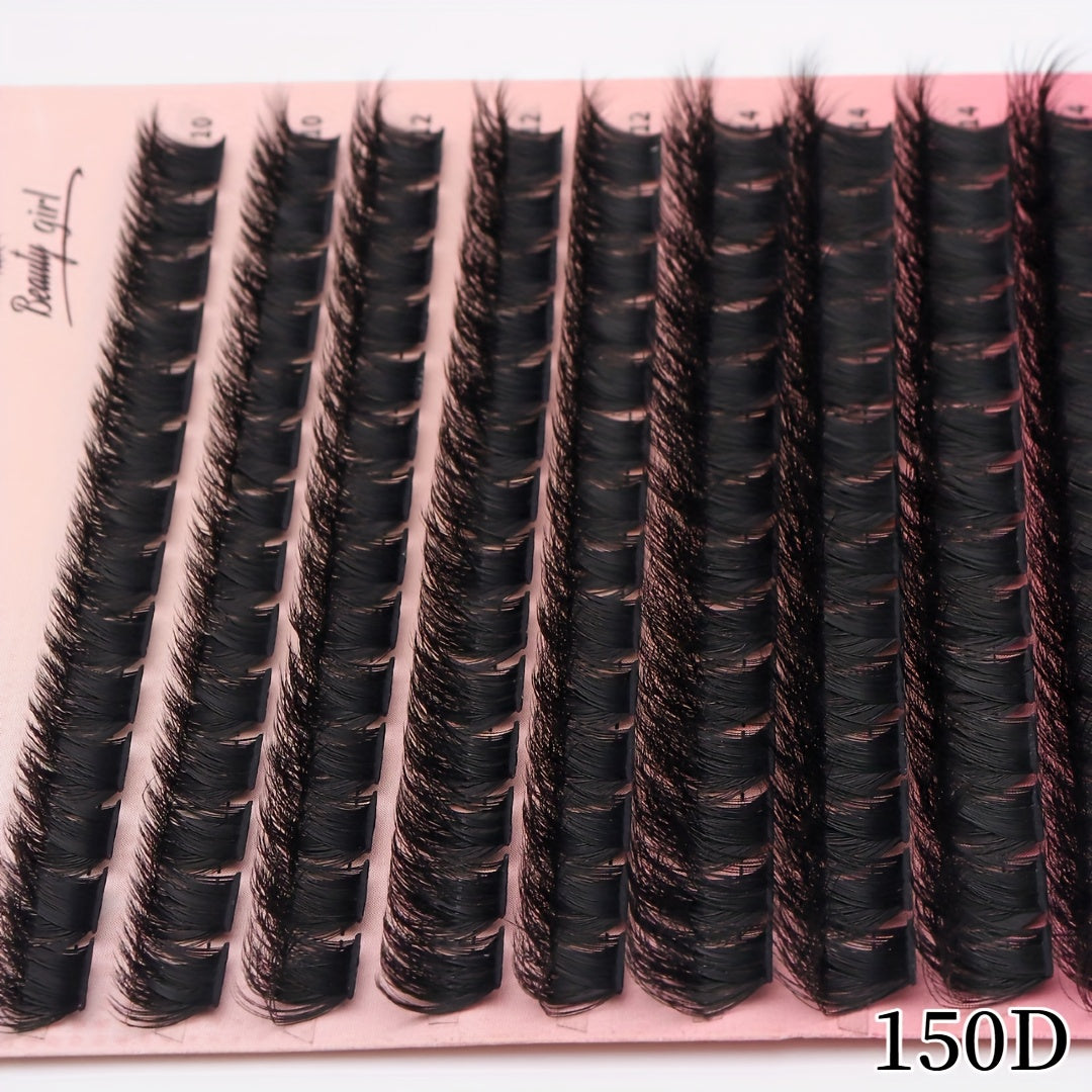 Faux cils 196 bouquets 150D, longueurs mixtes de 10 à 18 mm, à combiner à volonté, courbure D-D, effet œil de chat russe 3D, volume naturel et duveteux - légers, doux, confortables, faciles à poser