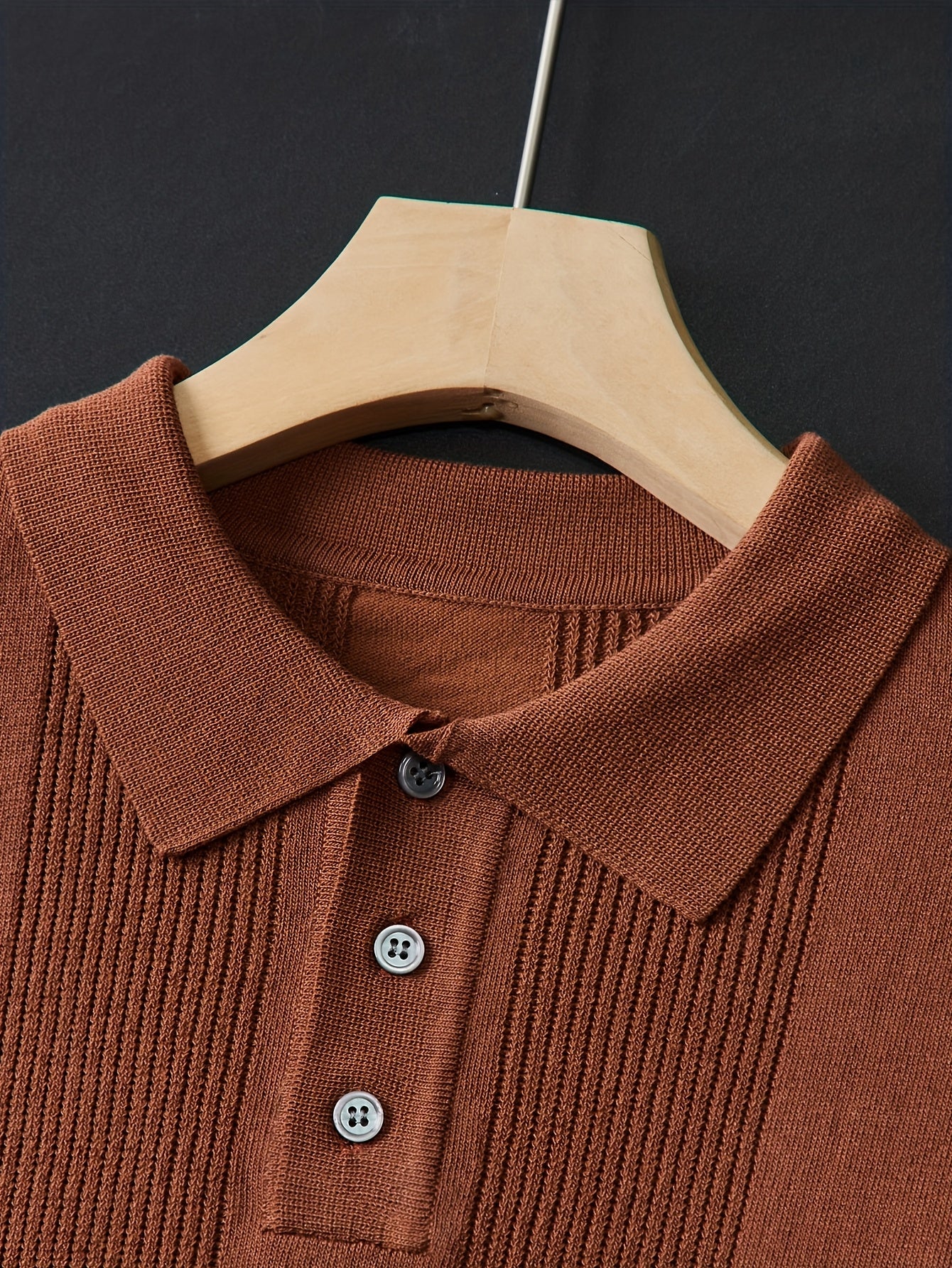 Tehan Men'S Slim-Fit Short Sleeve Shirt - Elegant Striped Collar Button-Front Blouse, All-Season Golf & Formal Wear, Office, Wedding, Knit, Wedding Attire, Classic Design, Stylish Top, Professional Men