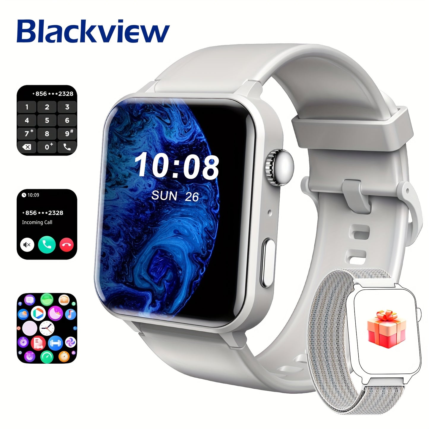 Blackview Smartwatch, Compatible With Android And For IPhone, Fitness Tracker, Fitness Watch With Activity Monitoring 1.85-Inch Touchscreen Smartwatch, With Pedometer, Calorie Meter And Stopwatch, BT 5.3 Call, Multi-Sport Mod