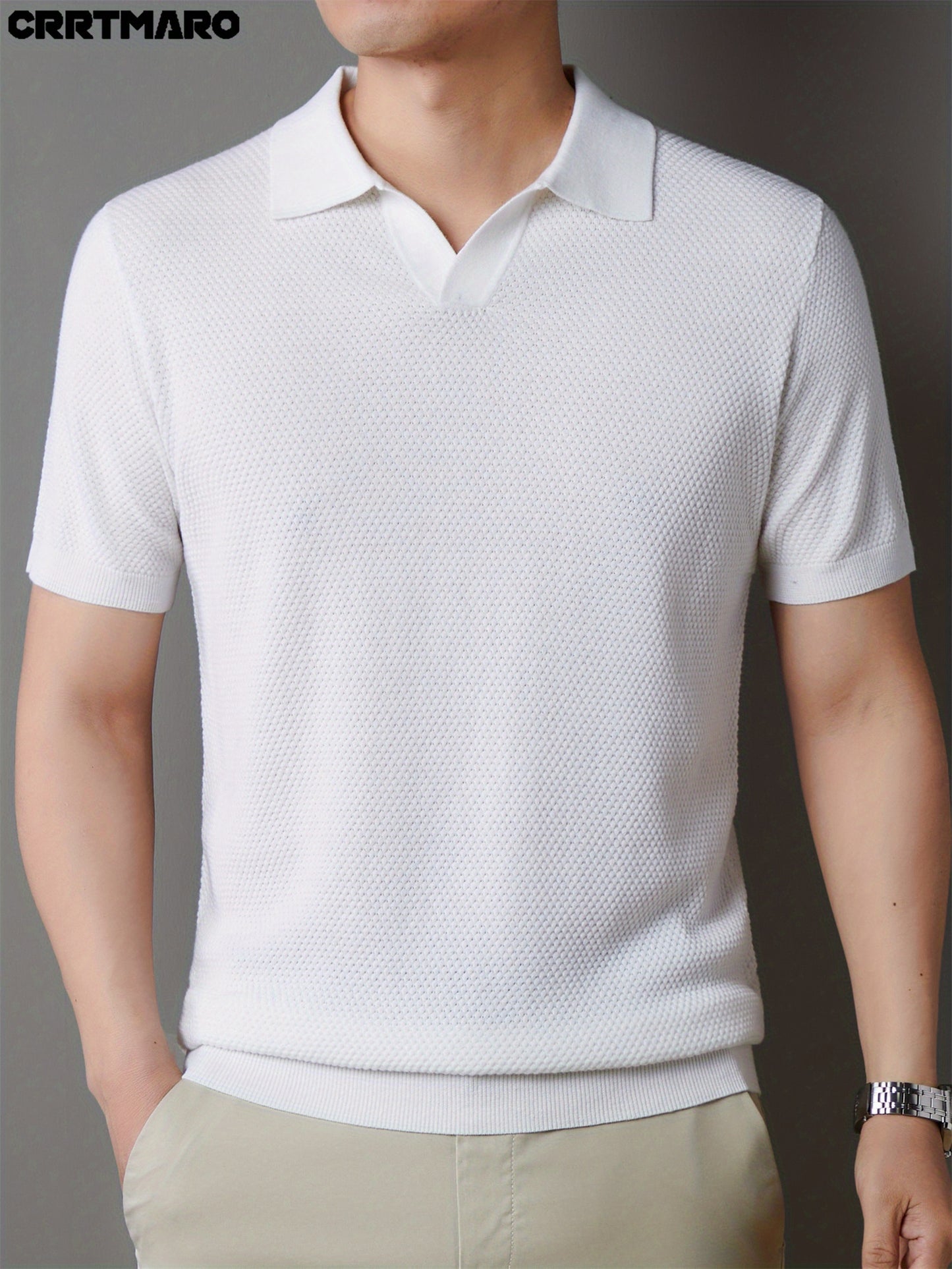 Men's 100% Cotton Shirt - Classic Fit Casual Short Sleeve, Solid Color Button- Collar for Spring/Fall, Versatile for Office & Casual Attire