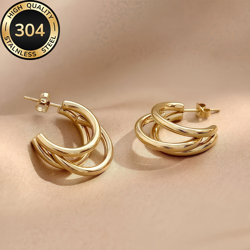Boucles d’Oreilles Créoles Femme – Acier Inoxydable Hypoallergénique, Plaqué Or 18K, Anti-Décoloration, Confortables et Polyvalentes, Élégantes et Simples, Bijoux de Qualité pour Quotidien ou Soirées