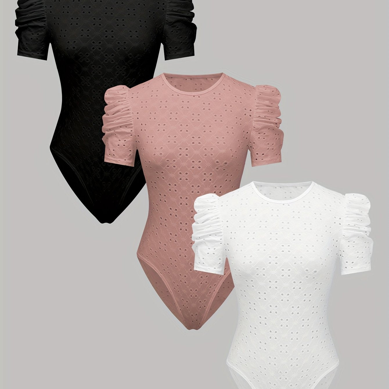 Lot de 3 camisoles femme en dentelle ajourée jacquard