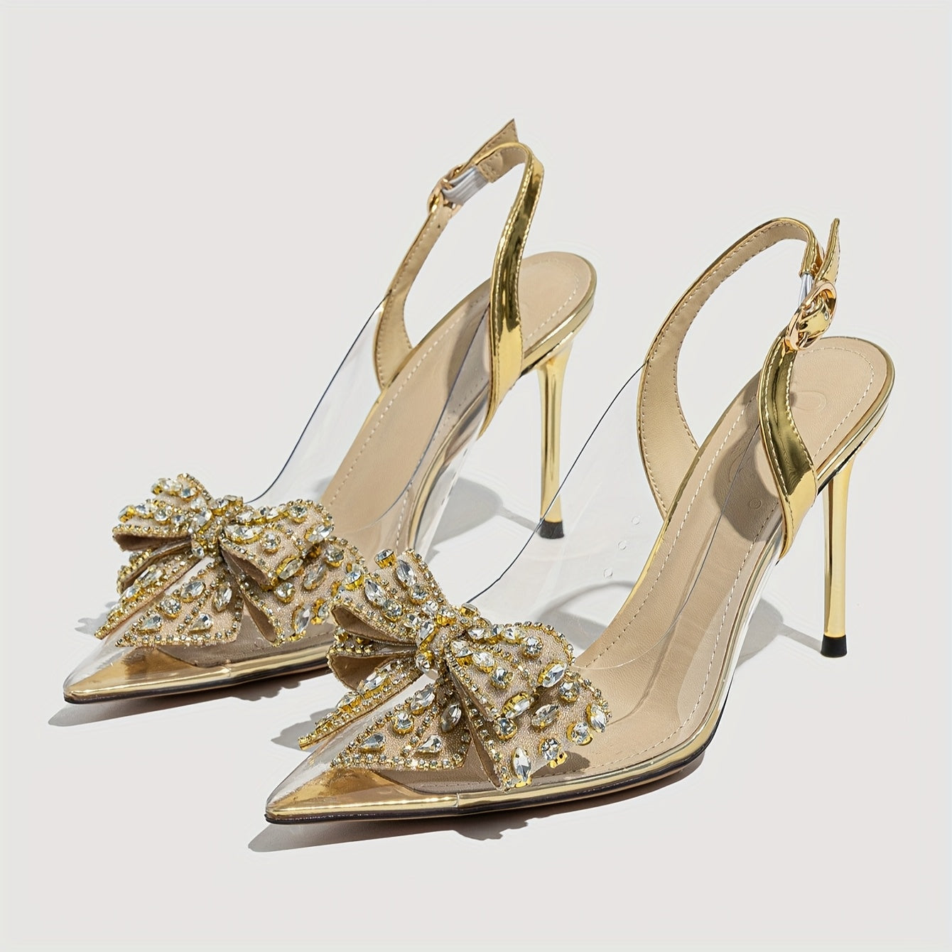 Sandales Élégantes et Sexy en TPU avec Nœud Papillon et Strass – Bout Pointu, Talons Aiguilles Hauts, Parfaites pour Mariages et Soirées d’Été en Extérieur