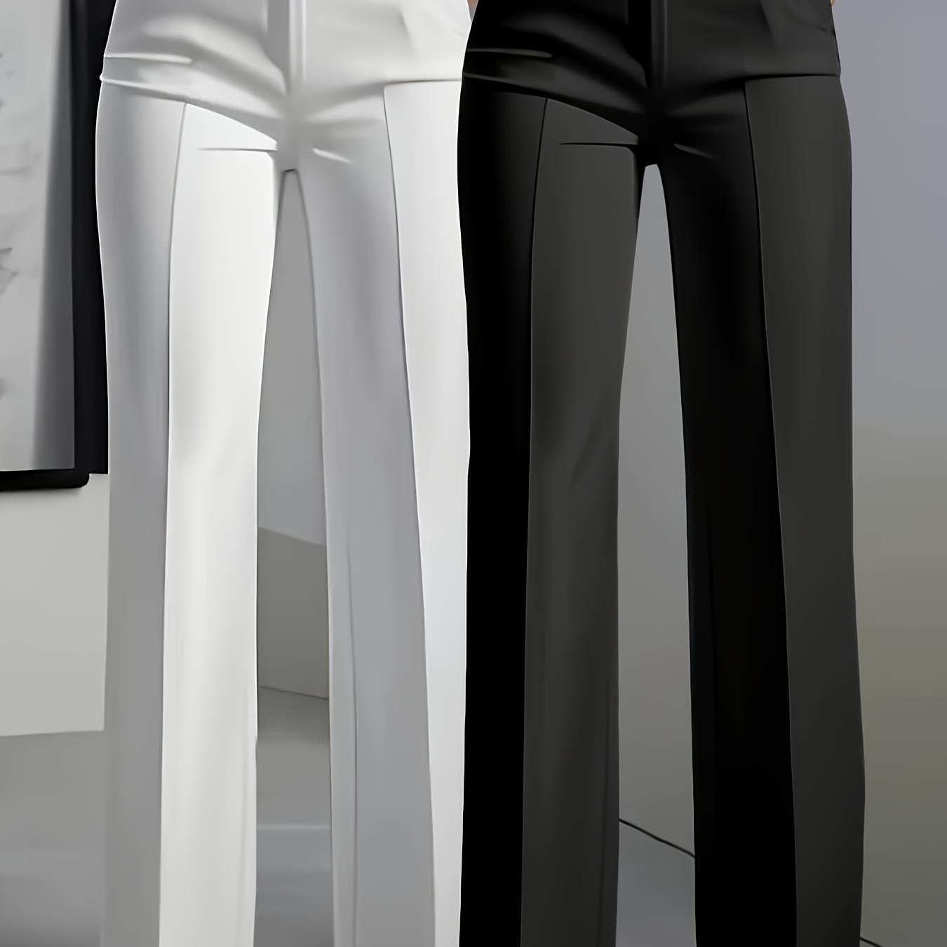 Lot de 2 Pantalons Femme Élégants Droits avec Poches Obliques