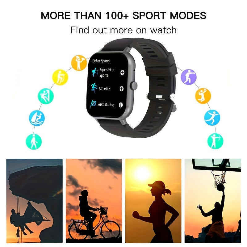 Montre connectée pour hommes et femmes – Idée cadeau, écran tactile complet de 4,65 cm, appels et messages, compatible Android/iPhone, montre de suivi fitness avec mode exercice, podomètre, distance, calories, plus de 100 modes sportifs, étanchéité IP68