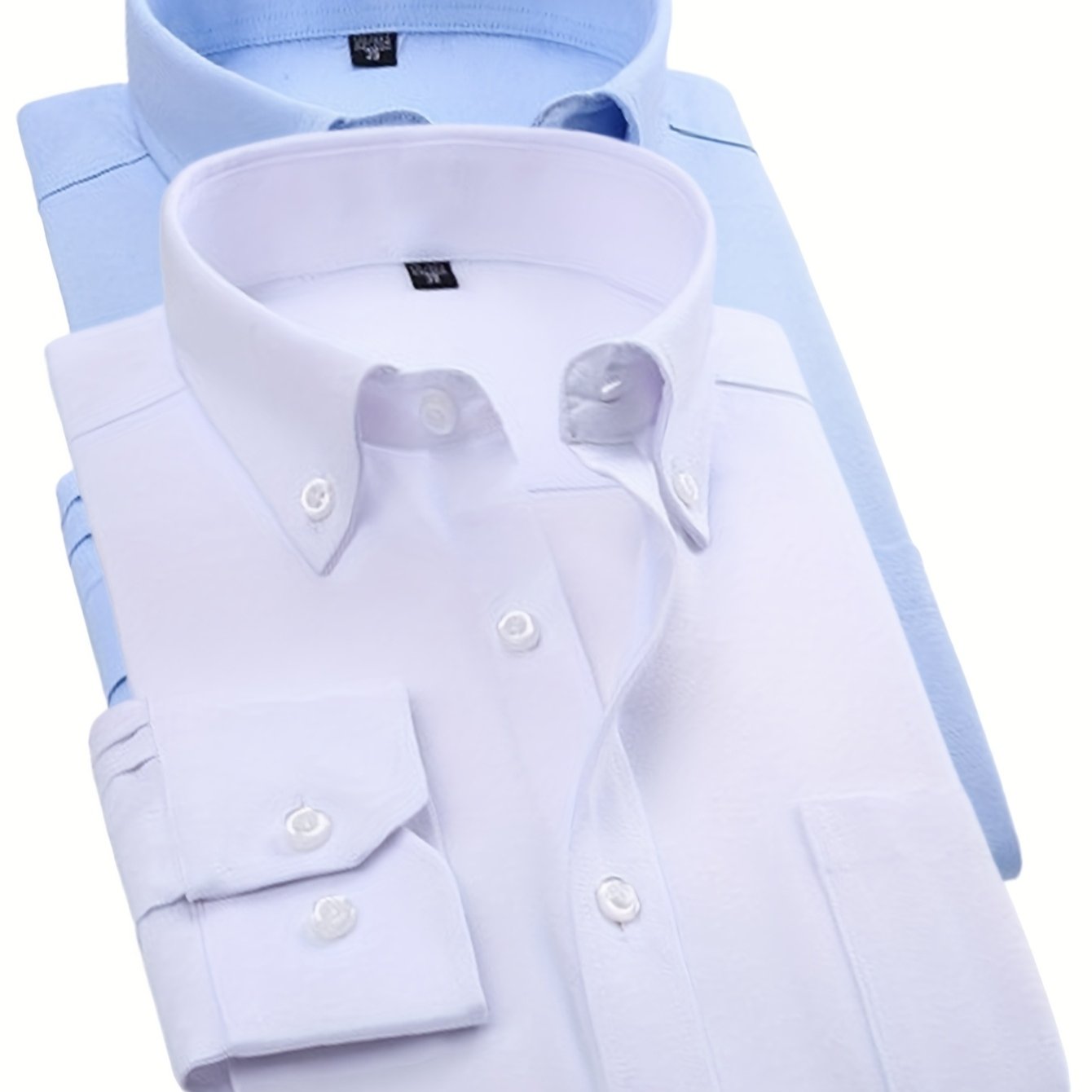 Men'S Oxford Cloth Shirt Two-Piece Set Durable and Wear-Resistant Business Casual Suit Versatile Commuter Outfit Solid Color Button-Up Shirt