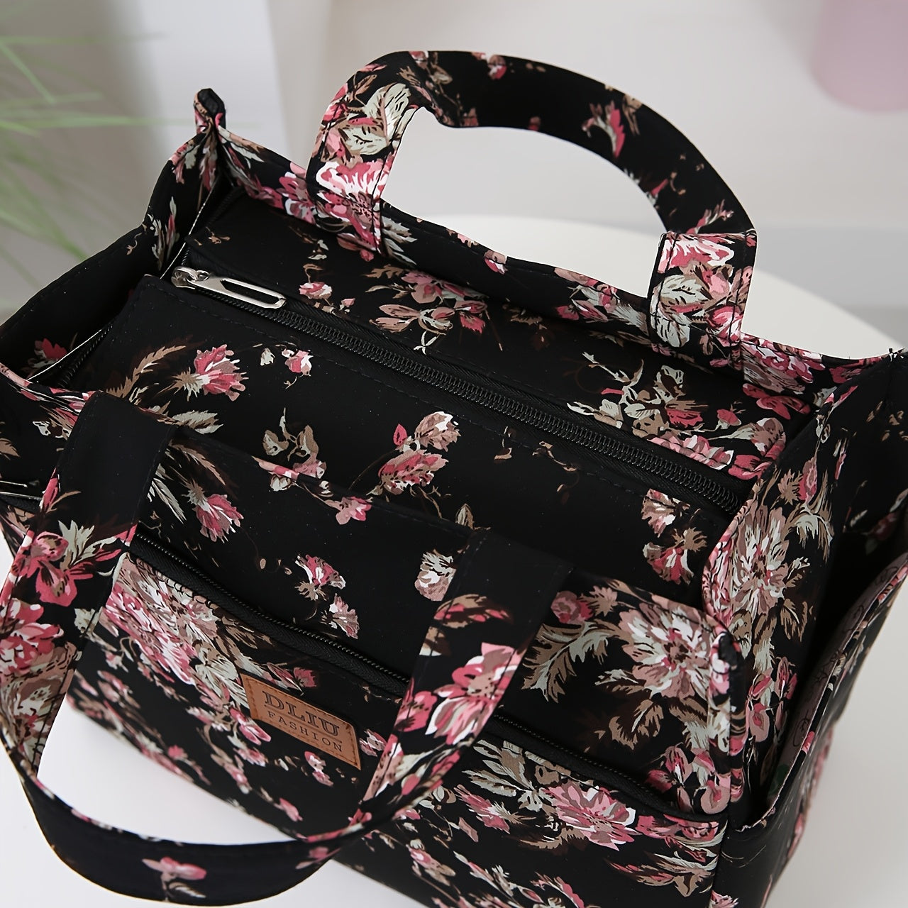 Nouveau Sac Cabas Grande Capacité en Tissu Épaissi – Sac de Travail Simple et Tendance, Fermeture Zippée Semi-Fermée, Poche Latérale pour Gobelet, Poche Avant Zippée, Idéal pour Shopping et Articles Divers, Sac Portable pour le Travail