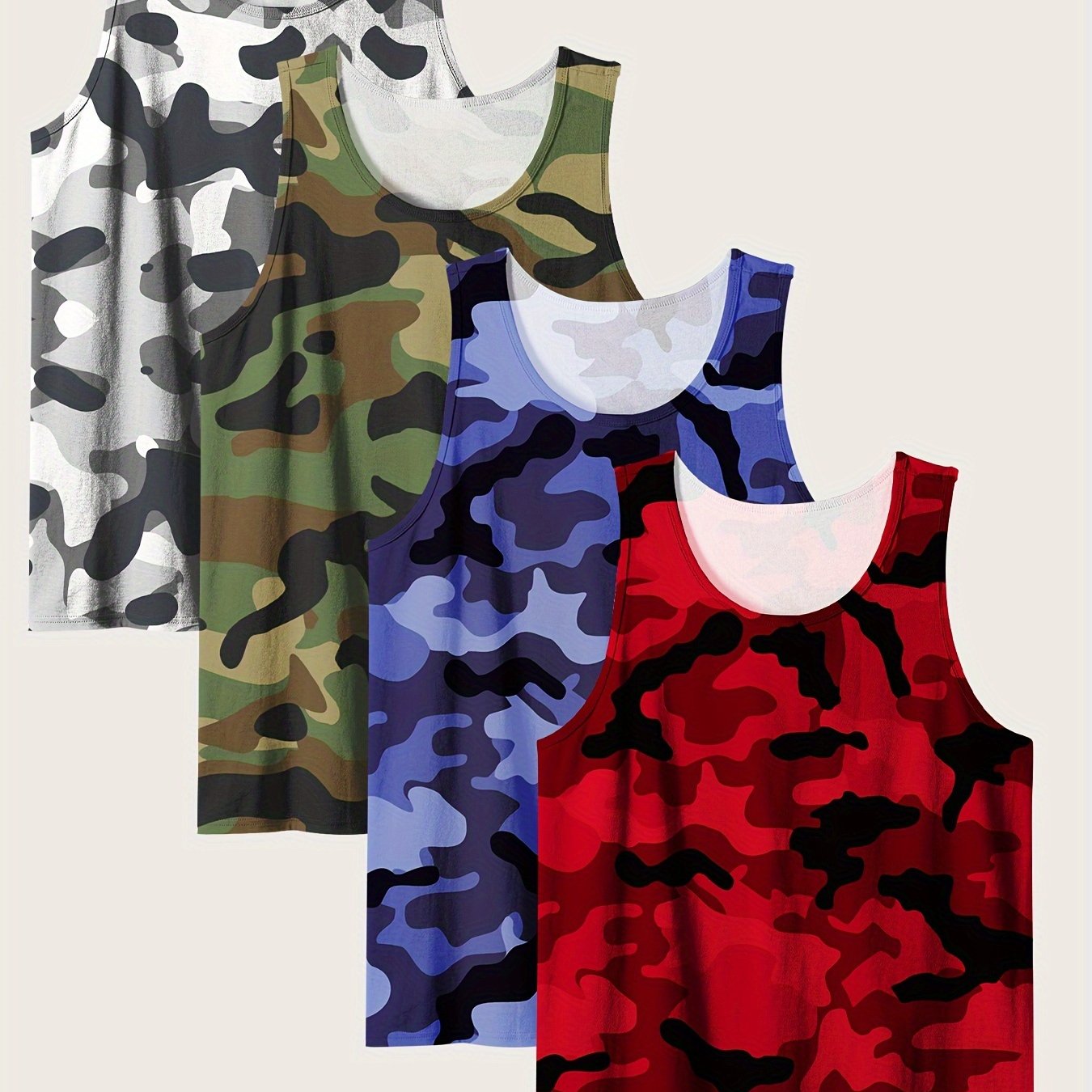 Lot de 4 Débardeurs Homme Grande Taille – Camouflage