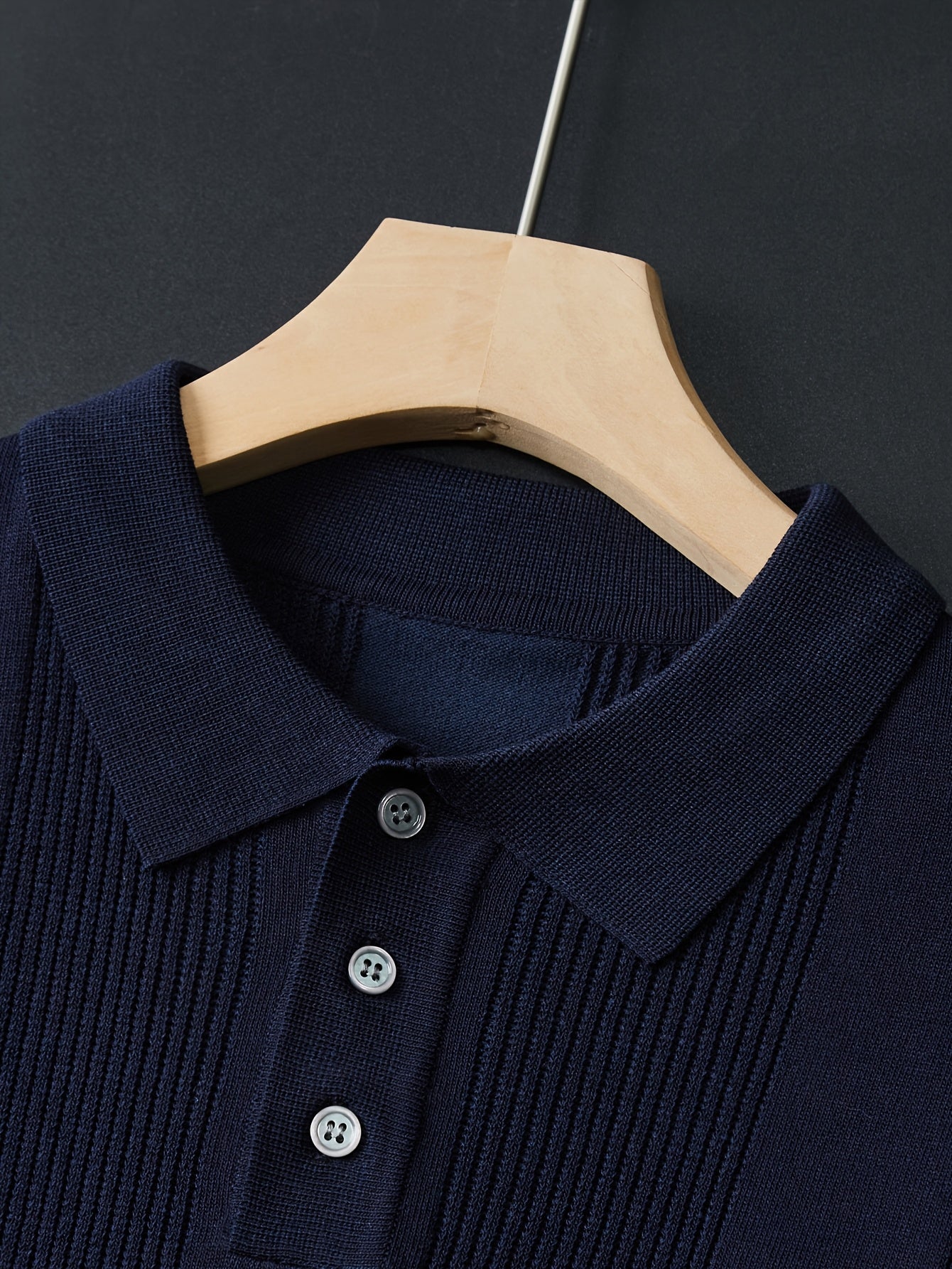 Tehan Men'S Slim-Fit Short Sleeve Shirt - Elegant Striped Collar Button-Front Blouse, All-Season Golf & Formal Wear, Office, Wedding, Knit, Wedding Attire, Classic Design, Stylish Top, Professional Men