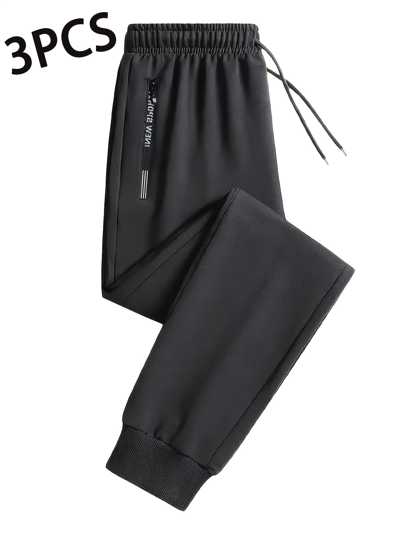 3pcs Joggers Homme – Confortables, Cordon Élastique, Poches Zippées, Casual & Sport, Tout Saison