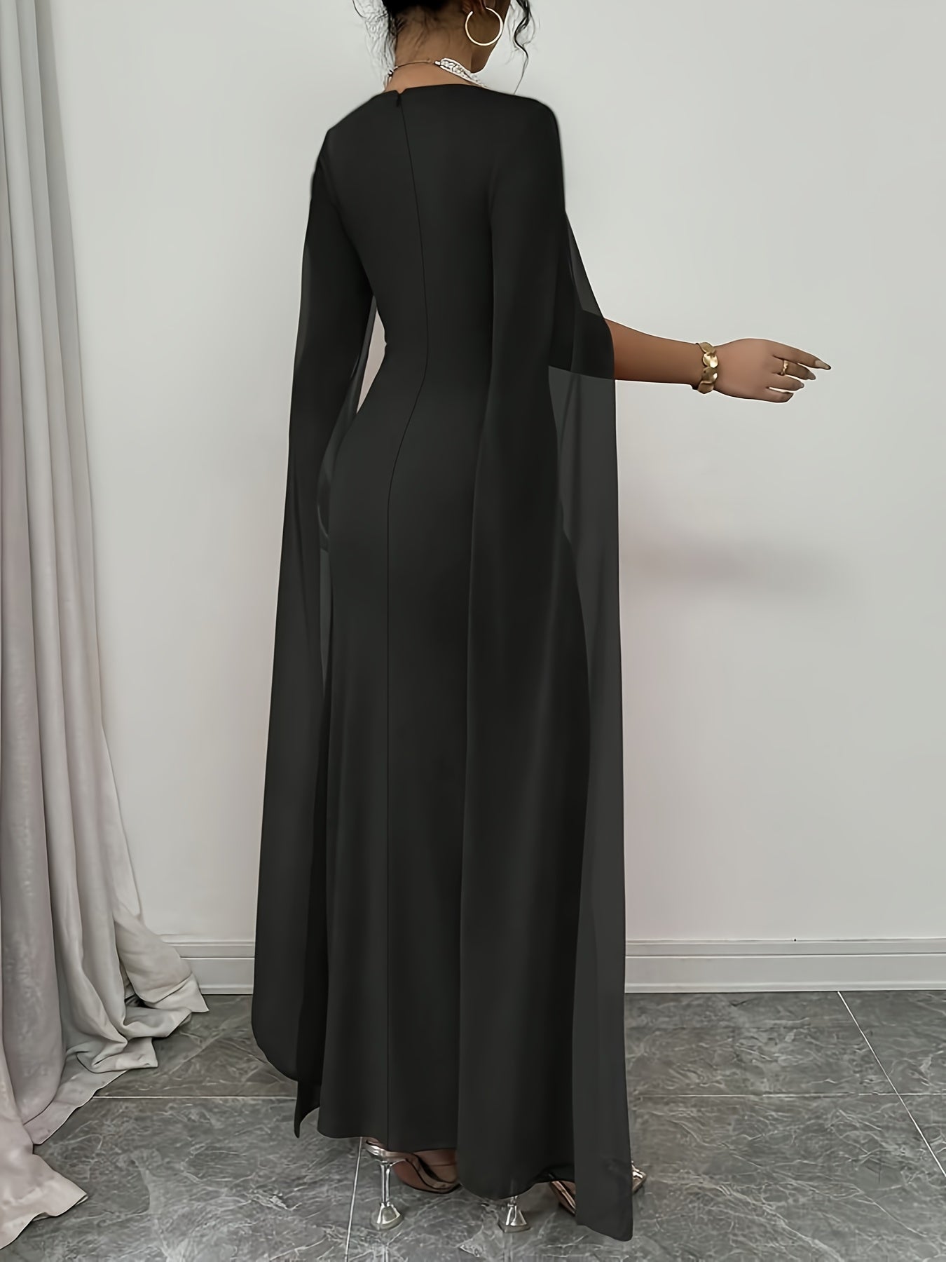 Elegant Everyday Party Fitted Shawl Collar Chiffon Sheer Stretchy Red Women'S Dress - Long Mermaid Gown for Spring And Summer