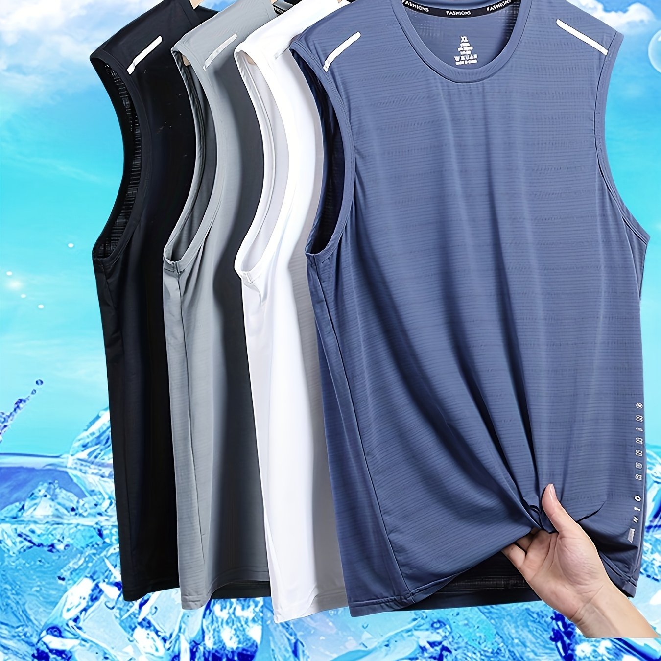 Lot de 4 Débardeurs Homme – Séchage Rapide, Léger et Respirant, Extensible, Idéal Plage, Pêche et Fitness