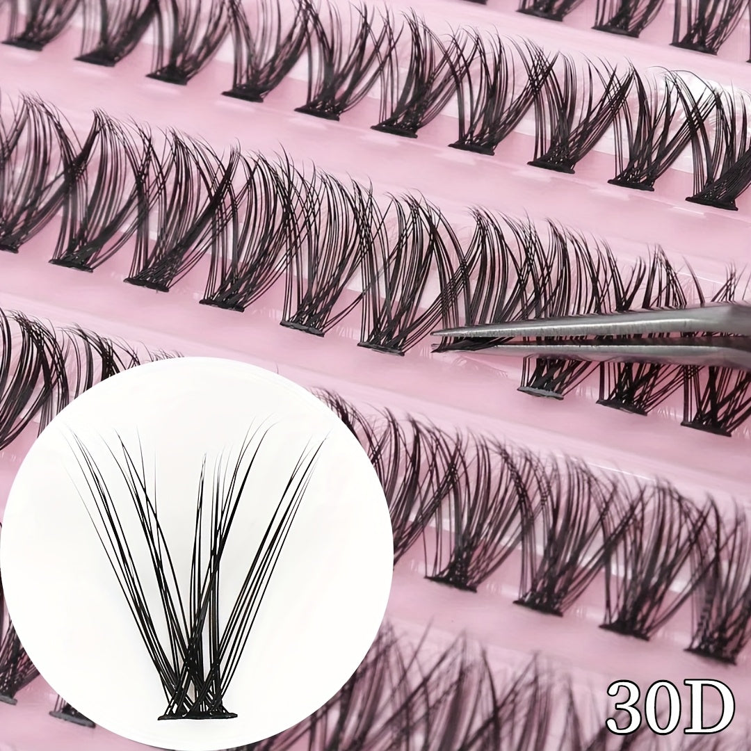 200 bouquets de cils 30D/80D longueurs mixtes 10-16 mm mix & match D Curl cils naturels volumineux 3D effet scintillant style yeux russes légers et confortables kit DIY facile