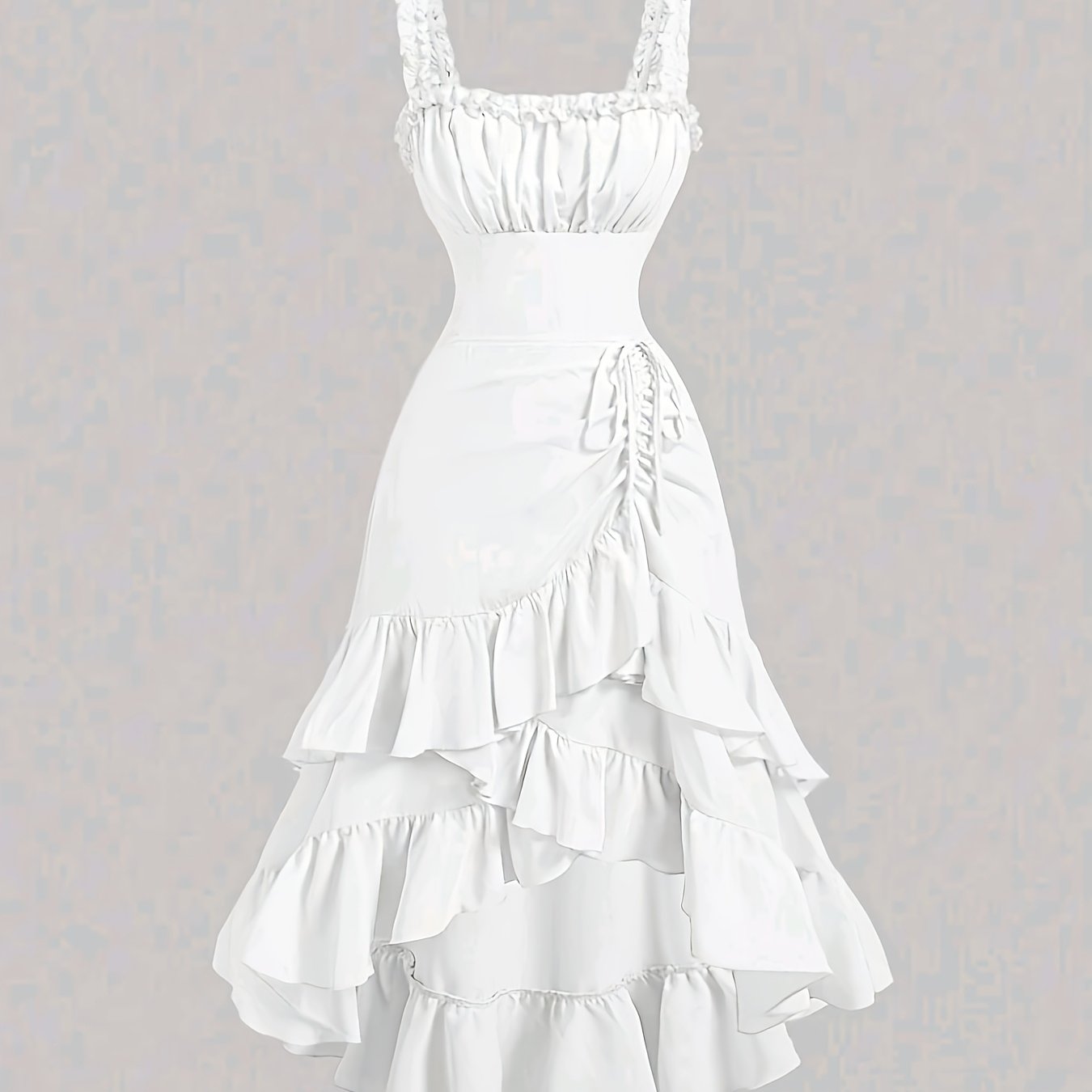 Robe romantique vintage à ourlet volanté pour femme