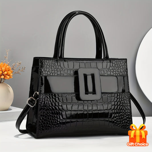 Sac à main brillant motif crocodile pour femme