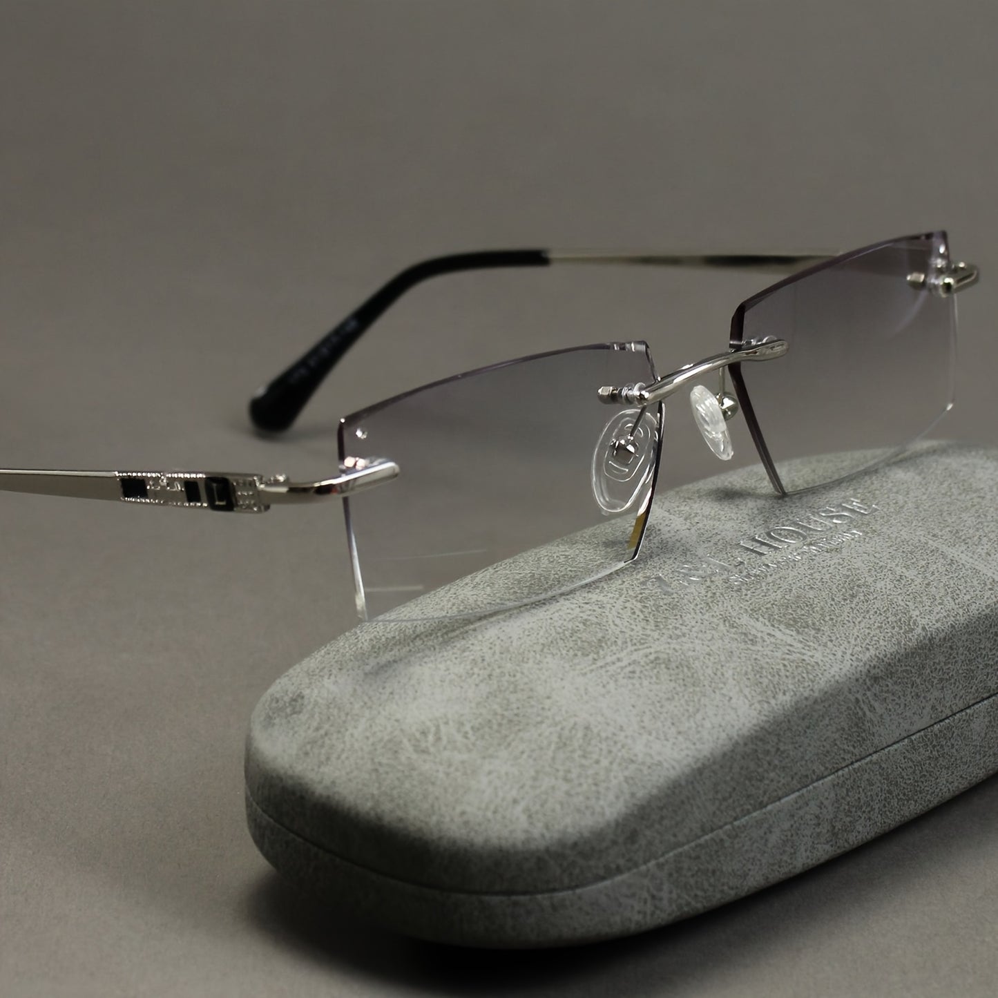 Premium Rimless Reading Glasses, High Definition Lenses - Men's fashionable presbyopia glasses with unique decorative temples, including glasses case and lens cloth, comfortable to wear, gift choice, also suitable f