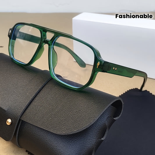 Coolyiyou Fashion Vintage Art Modern Square Transparent Eyewear for Street Photography, Featuring Flat Light Mirror Design for Both Men And Women. Stylish Square Glasses Suitable for Computer Use, Comes with a Glasses Case fo