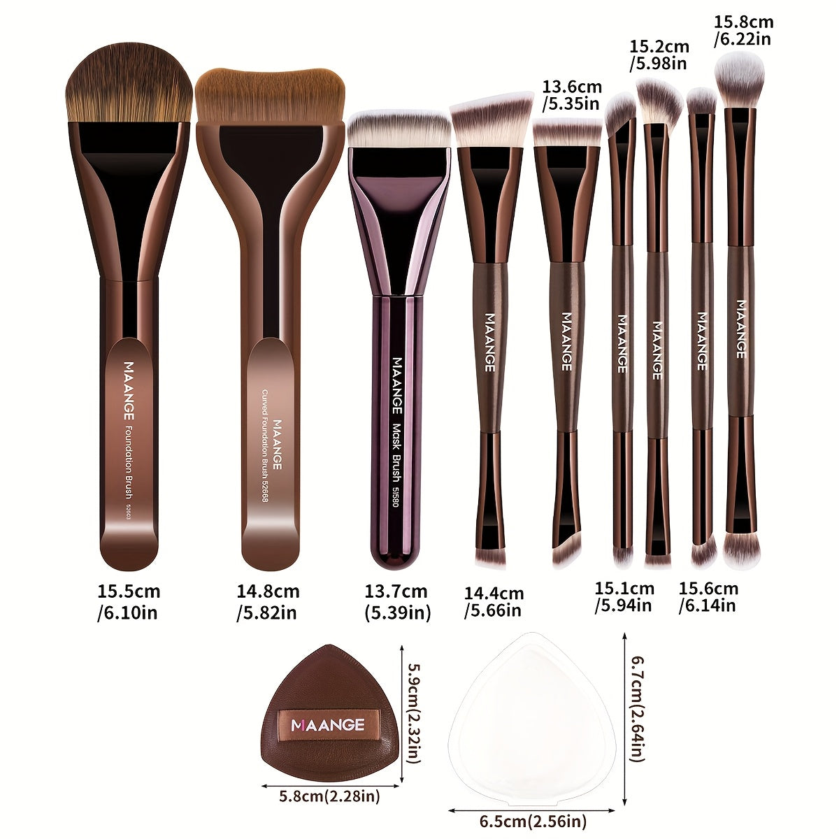 Kit 9 Pinceaux de Maquillage + 2 Éponges – Doux & Facile pour Débutants