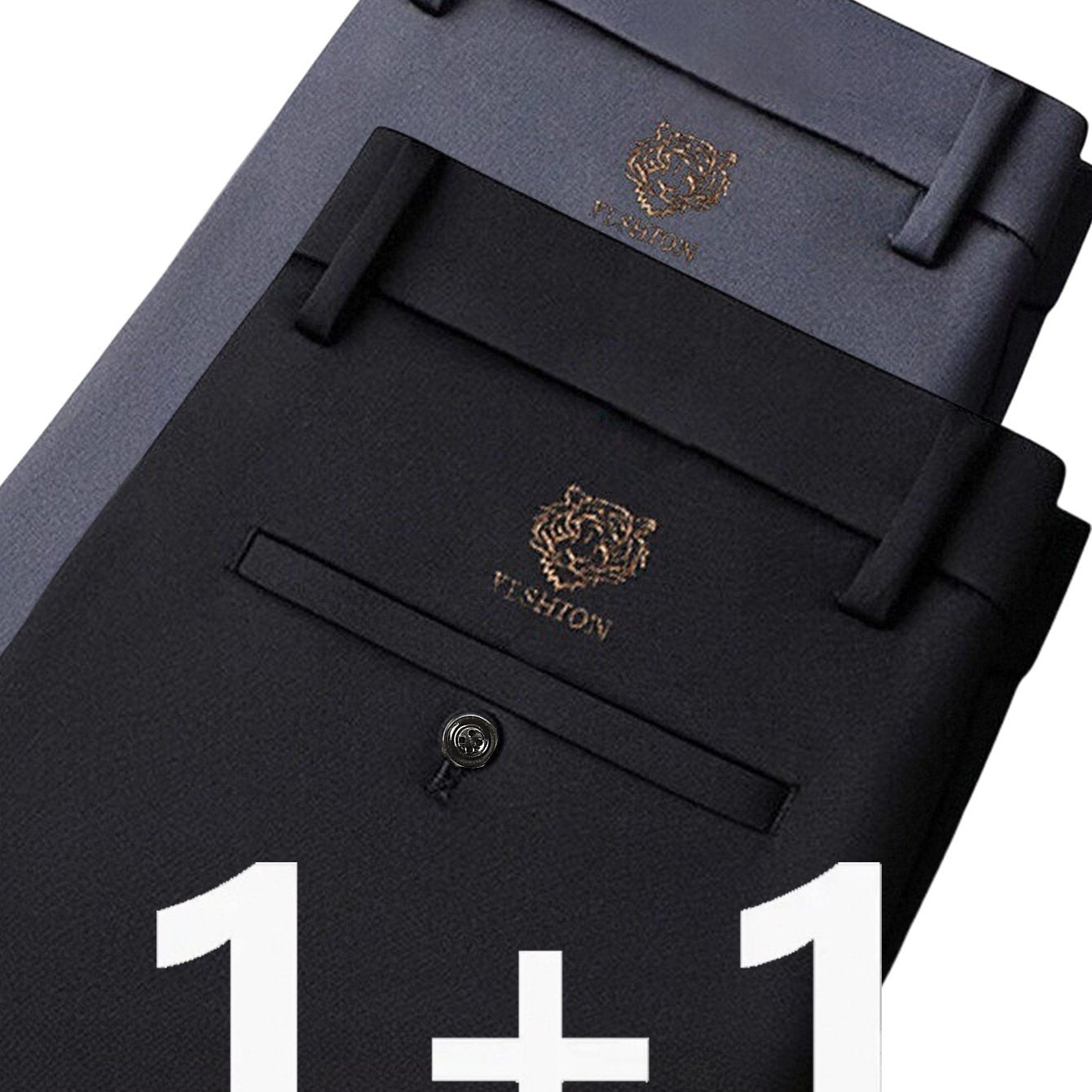 2pcs Pantalons Homme – Anti-Rides, Sans Repassage, Formels, Moyen Âge & Seniors