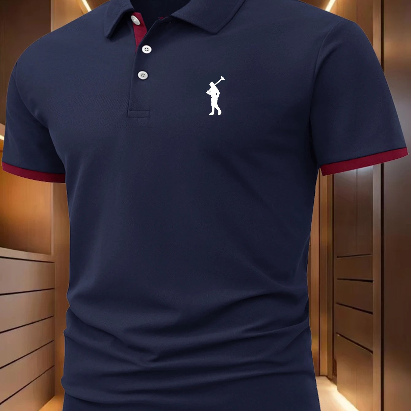 A432 - Men's Fashion Minimalist Striped Print Summer Breathable Shirt with Collar, Trendy Golf Style, Slight Stretch, Super Comfortable, Breathable, Versatile, Business Casual Summer Outdoor Activity Top