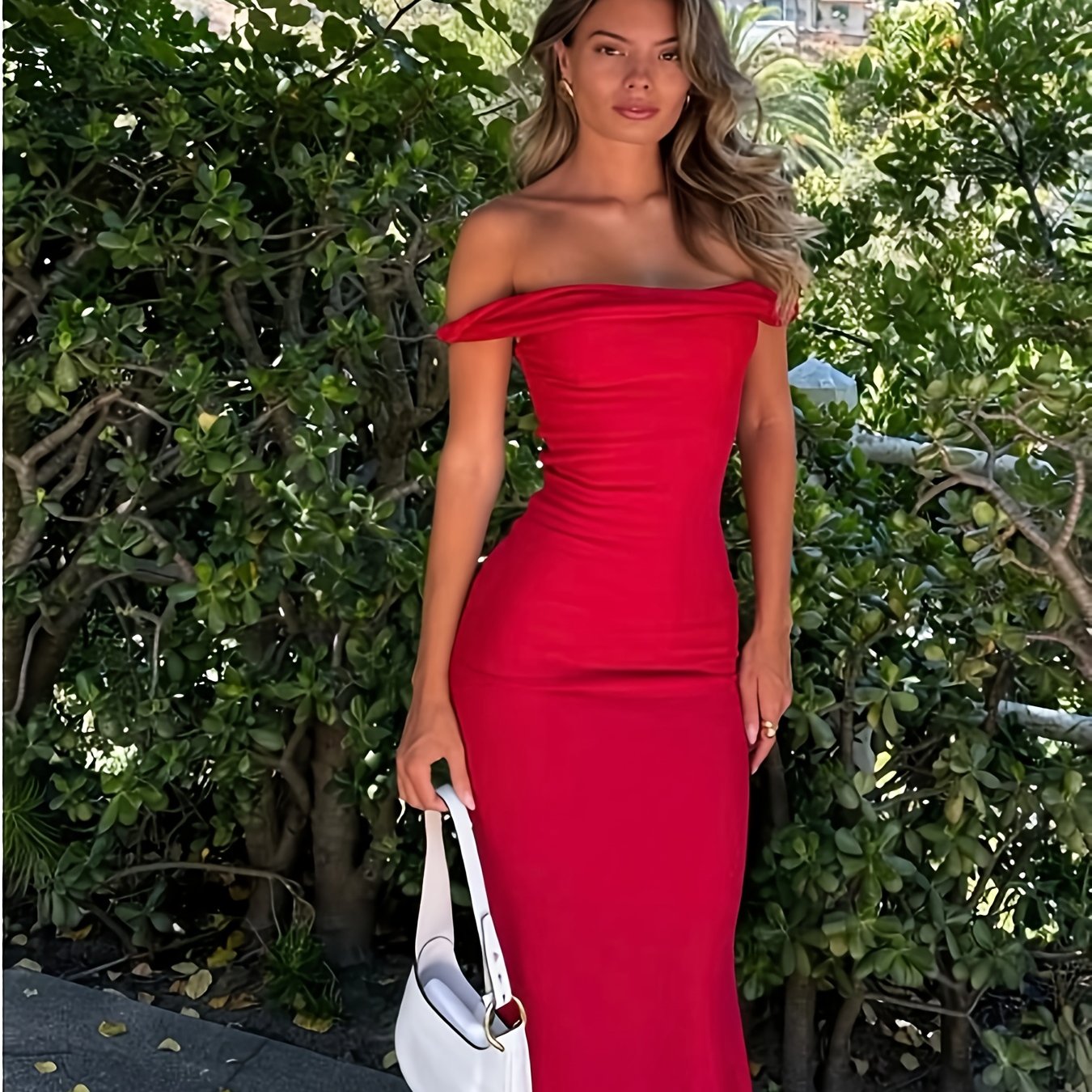 Robe Femme Élégante Épaules Dénudées pour Soirée et Événements Formels — Coupe Ajustée Non Extensible, Robe de Soirée, Tenue Sophistiquée Toute l’Année pour Femmes