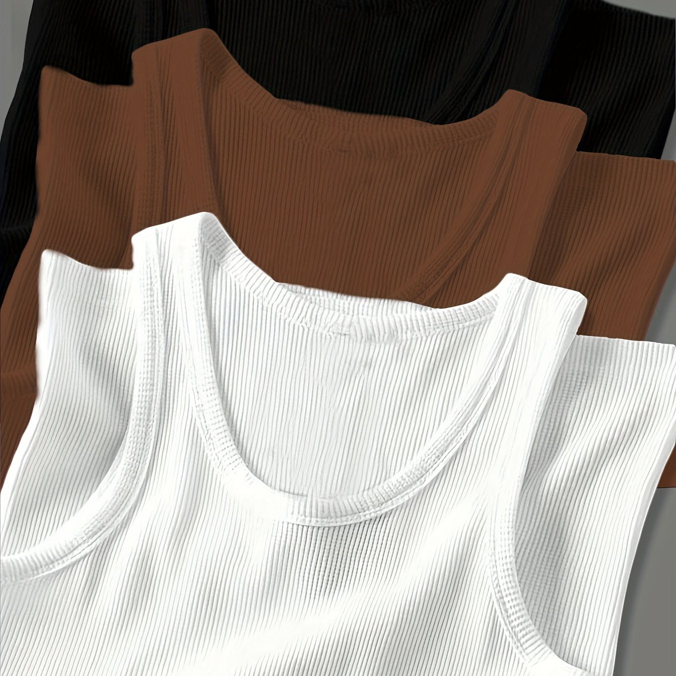 Lot de 3 Débardeurs Homme – Couleur Unie Côtelée