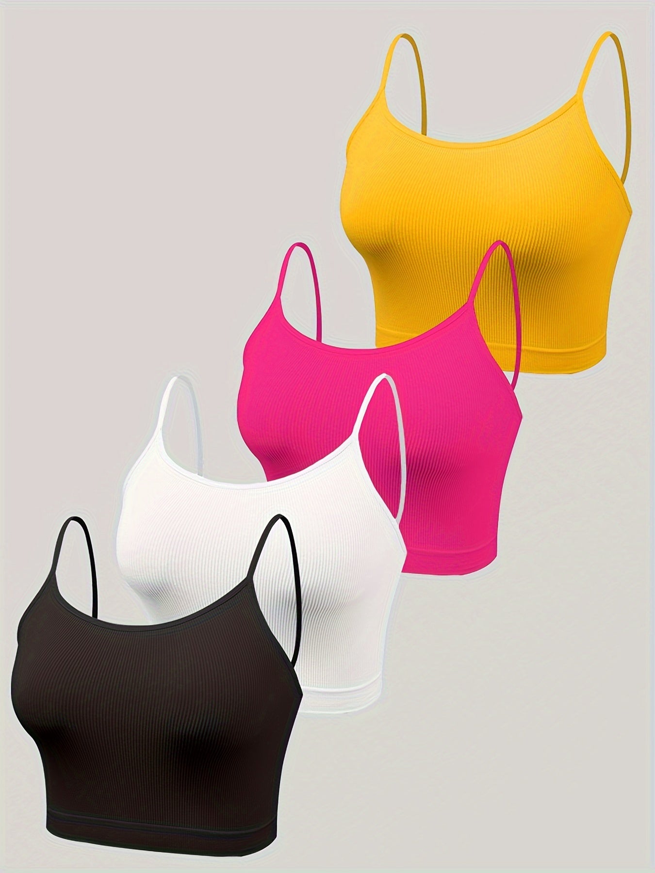 Lot de 4 Brassières Bustier Femme Style Boho – Couleur Unie, Sans Rembourrage