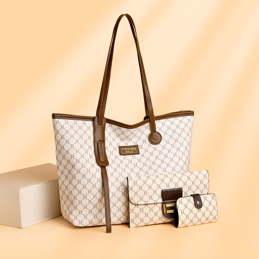 Sac femme tendance grand format ensemble tote + 2 sacs