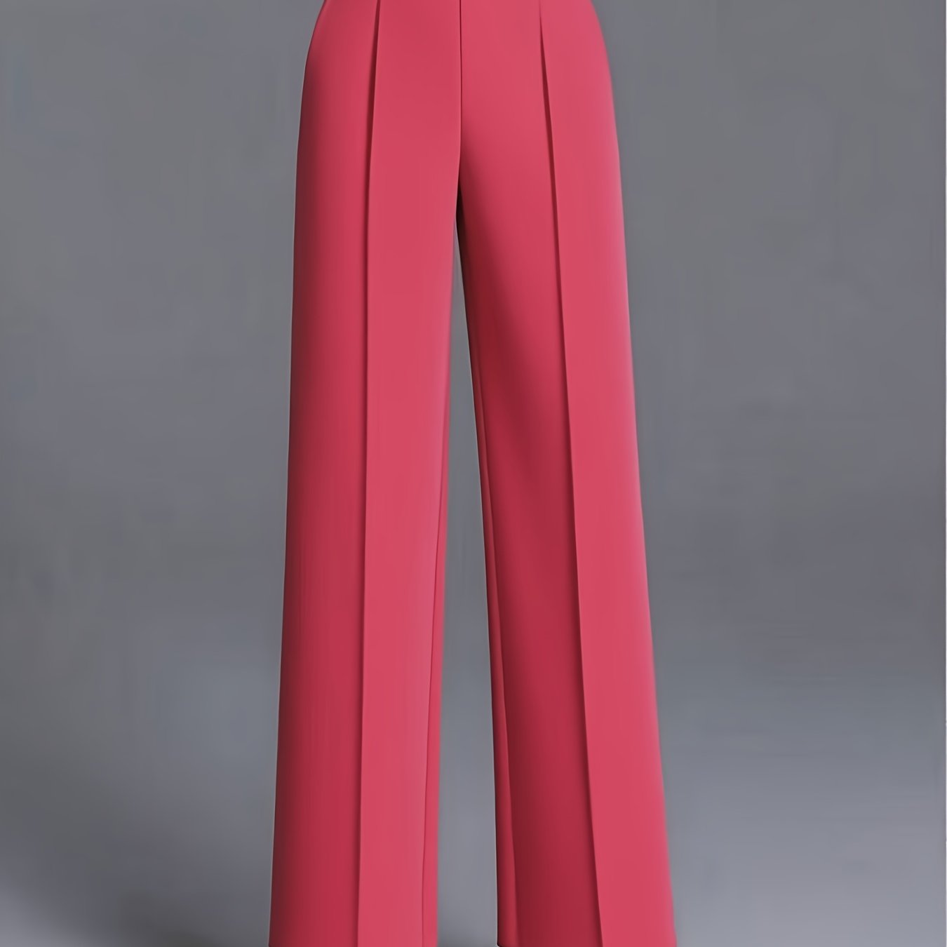 Pantalon Femme Grande Taille Élégant – Taille Haute, Jambe Large, Couleur Unie Rose et Bleu Marine