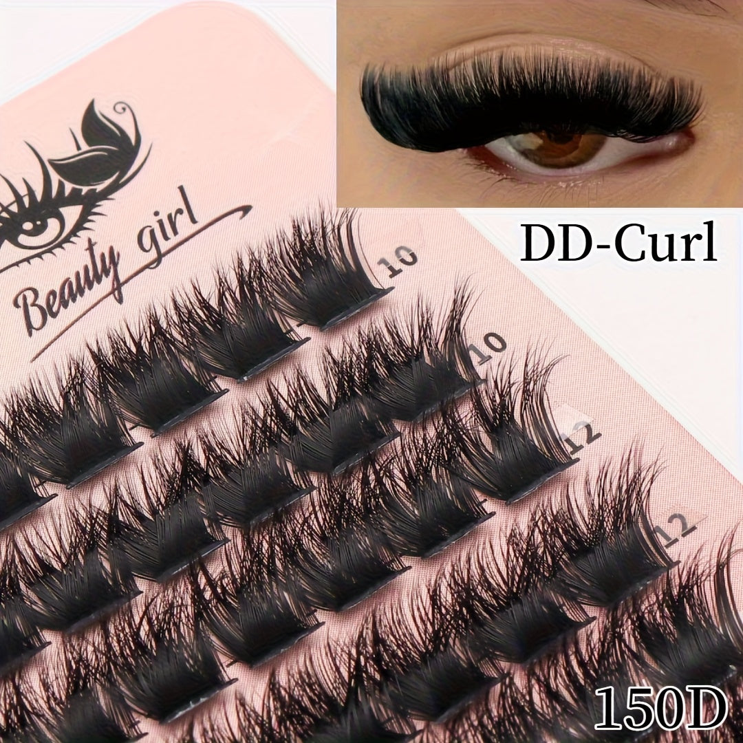 Faux cils 196 bouquets 150D, longueurs mixtes de 10 à 18 mm, à combiner à volonté, courbure D-D, effet œil de chat russe 3D, volume naturel et duveteux - légers, doux, confortables, faciles à poser