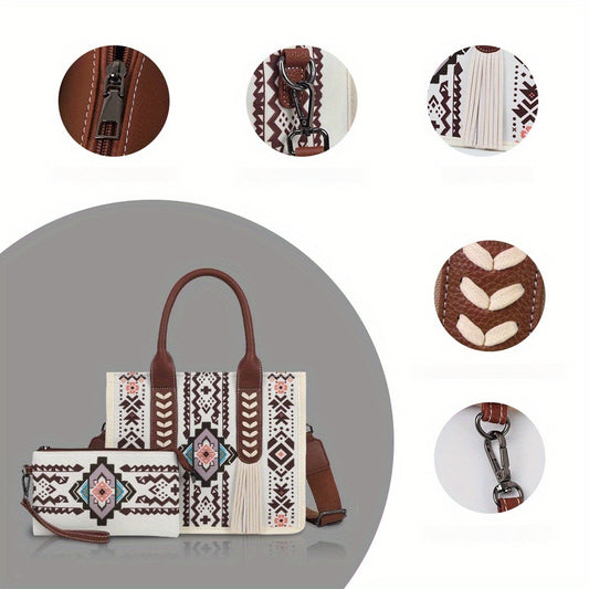 Sac Boho pour femmes – sac fourre-tout de voyage bohème, sac vintage et sac à bandoulière pour femme, sac à bras avec corde tressée, sac de week-end grande capacité, sac western élégant et décontracté