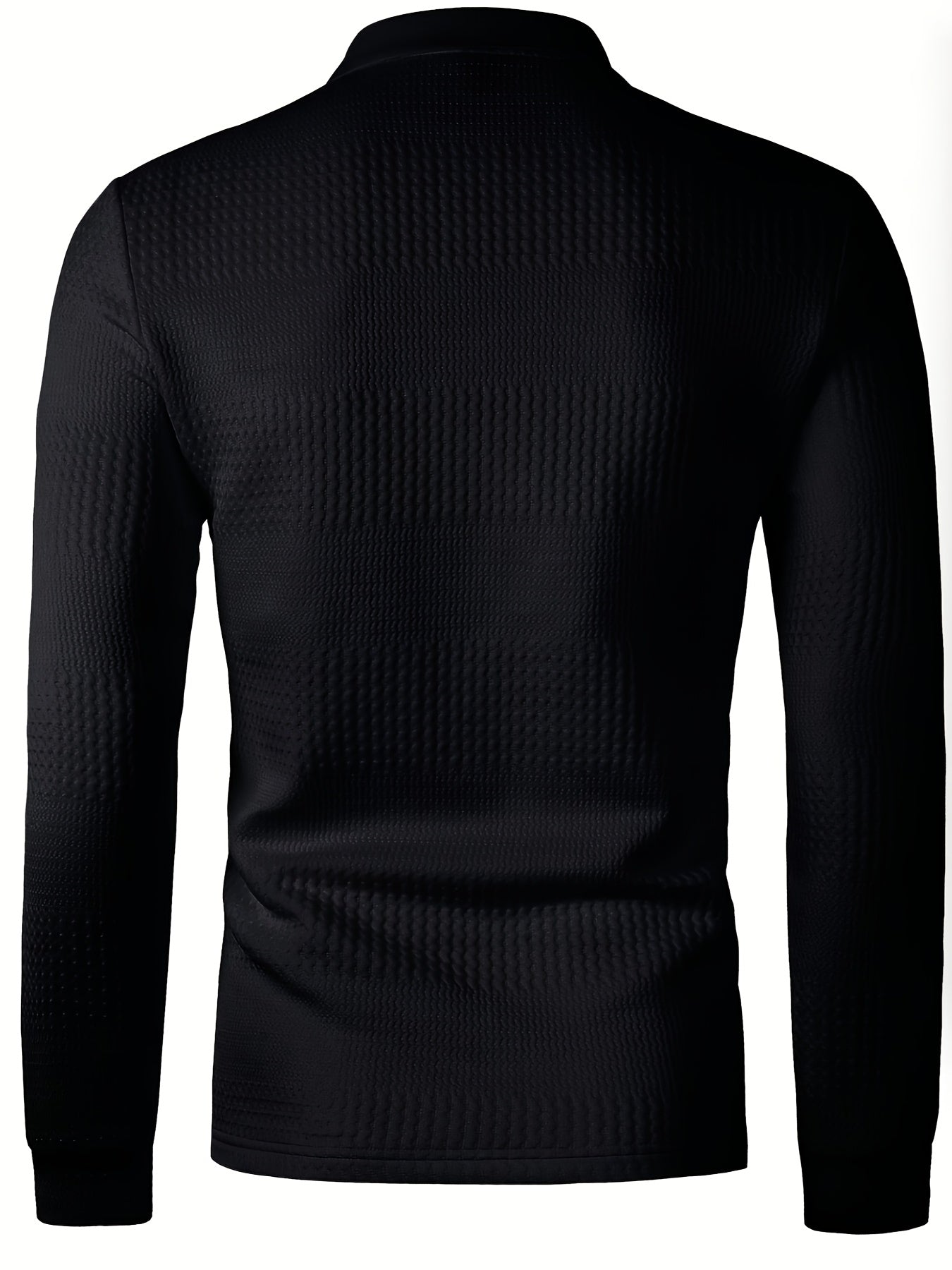 Men's Fashion  Shirt - Long Sleeve, Jacquard Fabric, Vertical Rib Detail, Casual Fitness Style, 100% Polyester, Ideal for Spring and Autumn